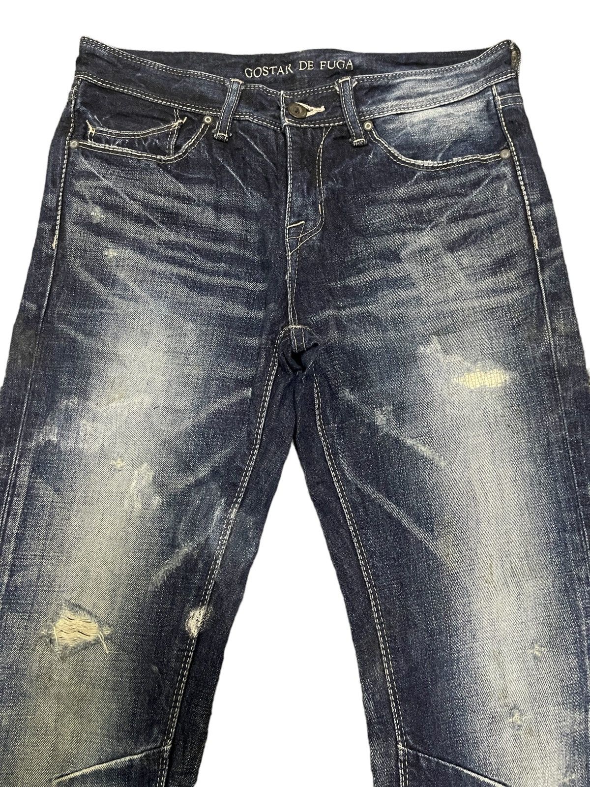 GOSTAR DE FUGA Vintage Japanese Gostar De Fuga Blue Wash Distressed Jeans Size US 29 - 3 Thumbnail