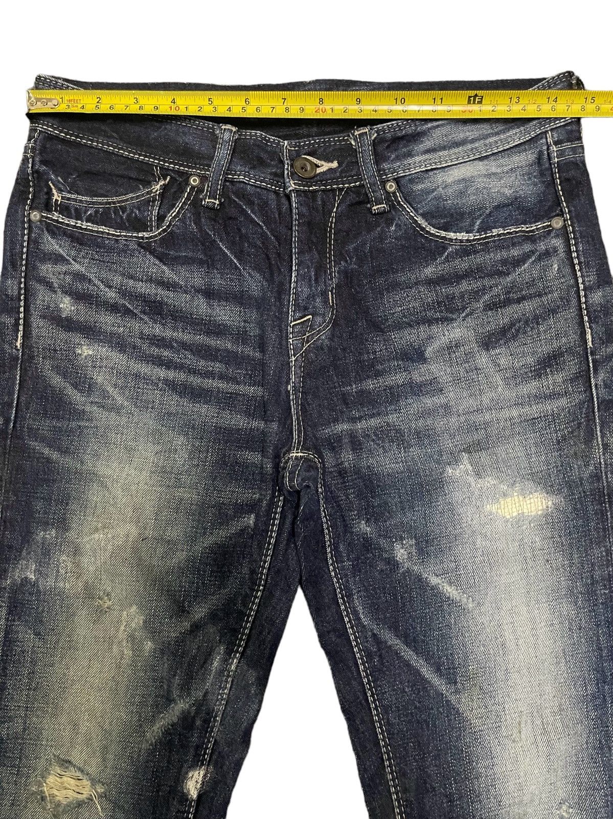 GOSTAR DE FUGA Vintage Japanese Gostar De Fuga Blue Wash Distressed Jeans Size US 29 - 12 Thumbnail