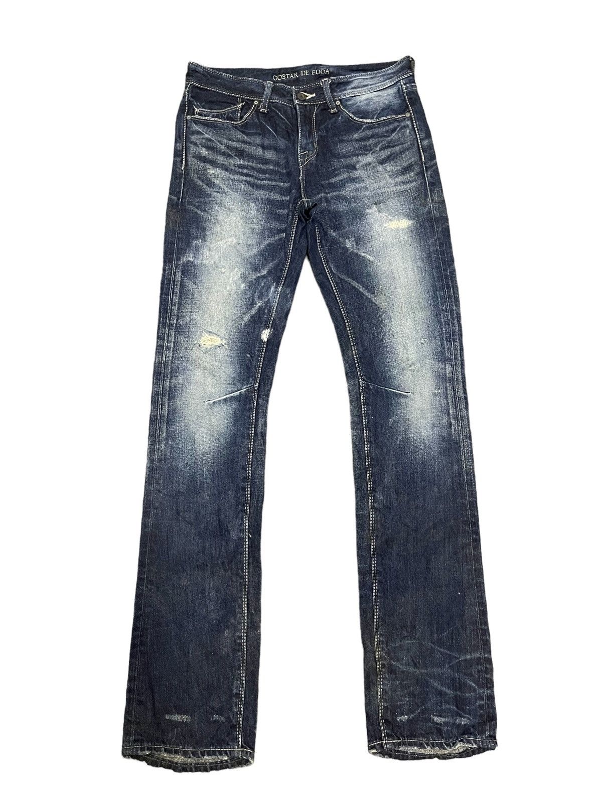 GOSTAR DE FUGA Vintage Japanese Gostar De Fuga Blue Wash Distressed Jeans Size US 29 - 1 Thumbnail