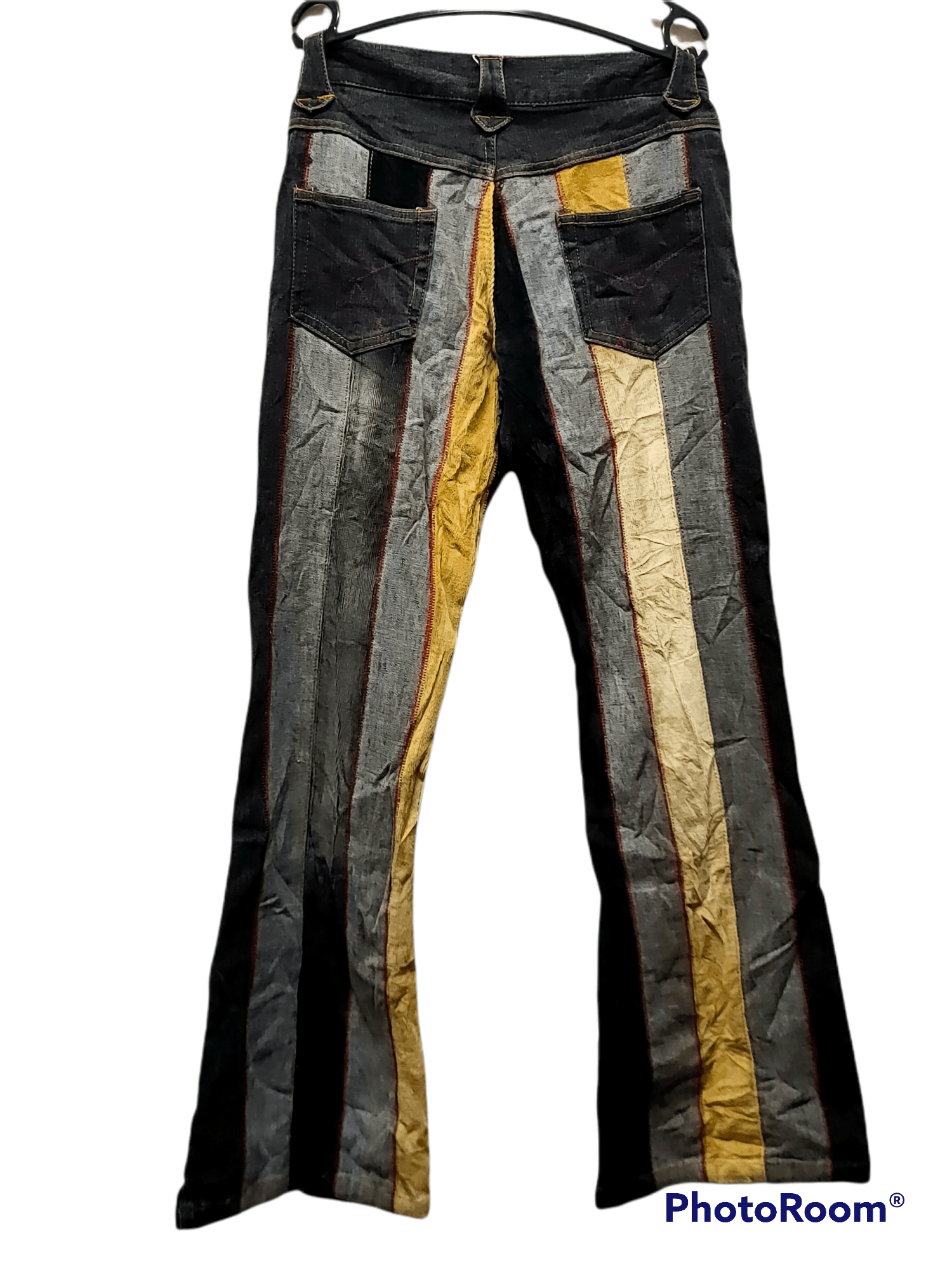 Japanese Brand Slang jeans flare star hippie pacthwork cord 70s retro Size US 30 / EU 46 - 2 Thumbnail