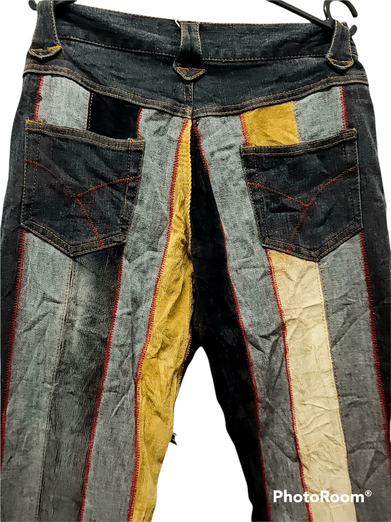 Japanese Brand Slang jeans flare star hippie pacthwork cord 70s retro Size US 30 / EU 46 - 4 Thumbnail