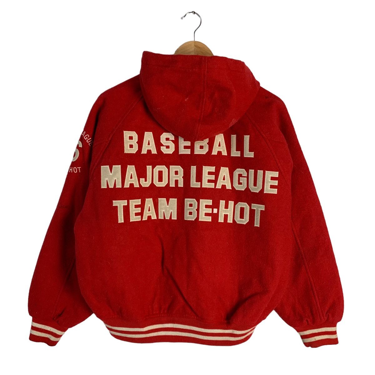 image of Tray Up Baseball Major League Team Be Hot Varsity Jacket in Red, Women's (Size Large)