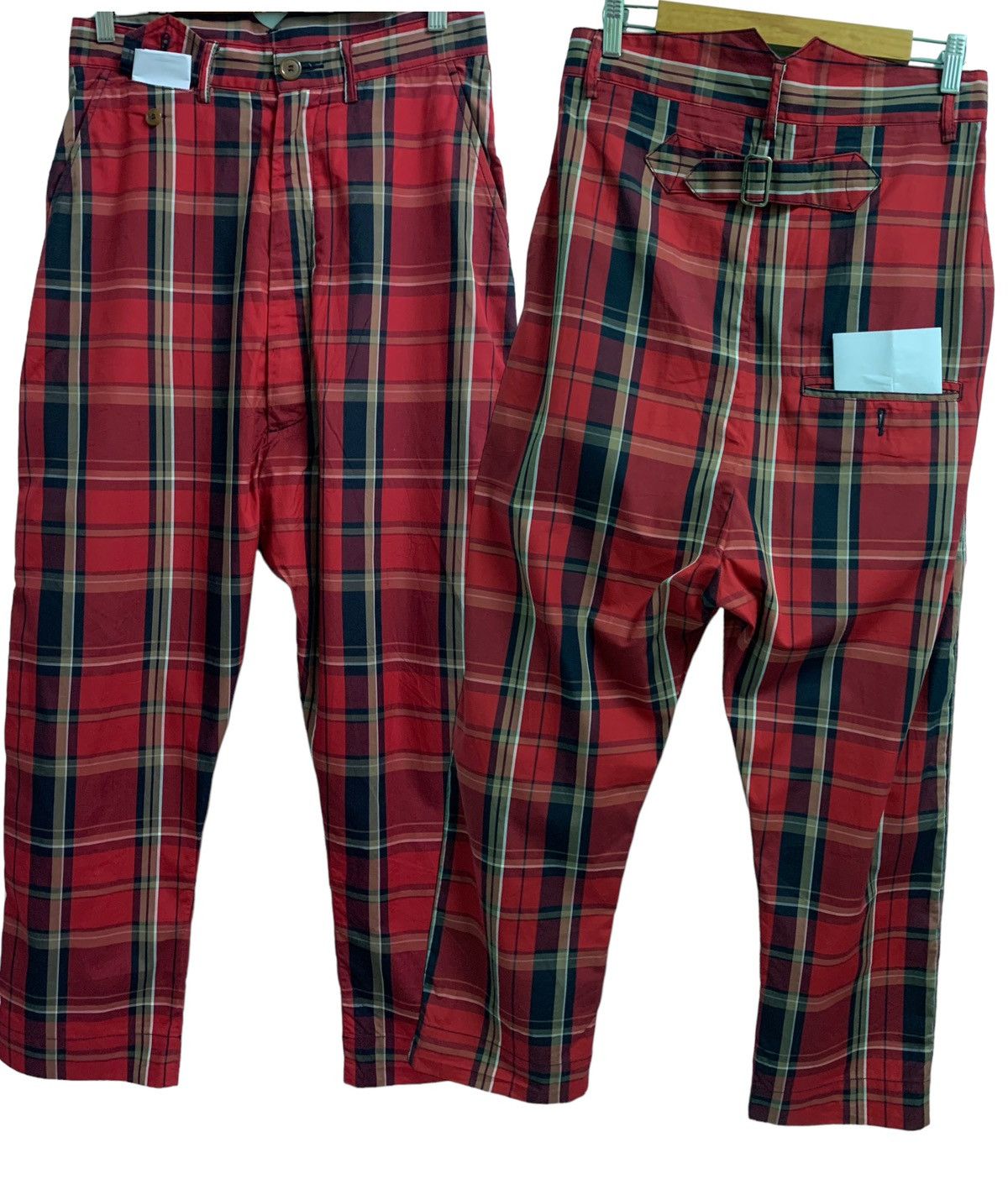 Image of Seditionaries Low Rise Tartan Punk Style Vivienne Westwood Buckle Back in Red Tartan (Size 30)