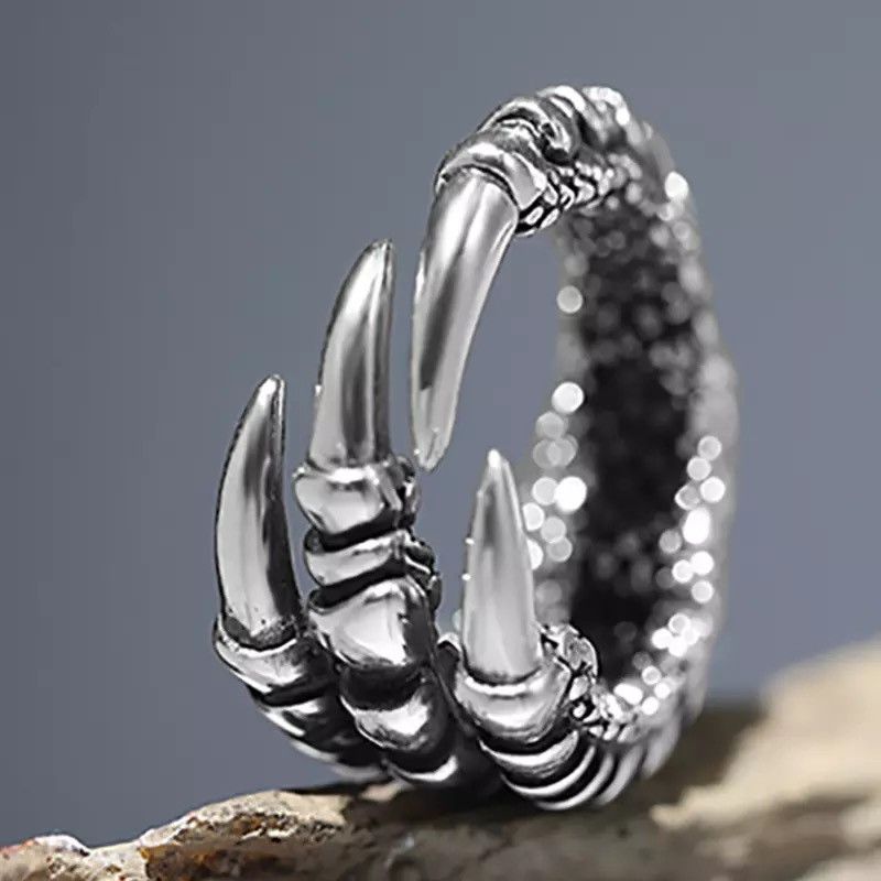 Handmade × Jewelry Silver Dragon Claw Adjustable Ring Size ONE SIZE - 3 Thumbnail