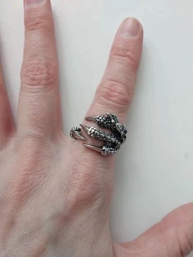 Handmade × Jewelry Silver Dragon Claw Adjustable Ring Size ONE SIZE - 2 Thumbnail