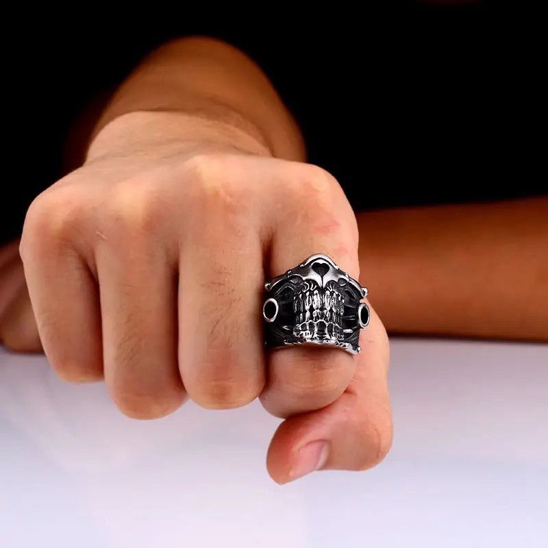 Jewelry × Vintage Stainless Steel Skull Ring Size ONE SIZE - 4 Thumbnail