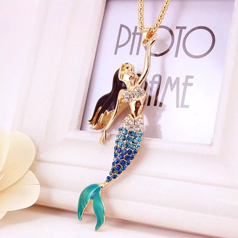 Jewelry Enamel Crystal Mermaid Fashion Bohemian Long Chain Necklaces Size ONE SIZE - 1 Thumbnail