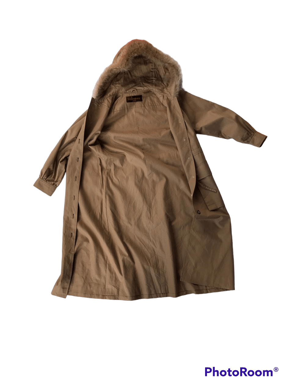 Vintage YSL Fur Trim Collar Trench Coat Size ONE SIZE - 9 Thumbnail