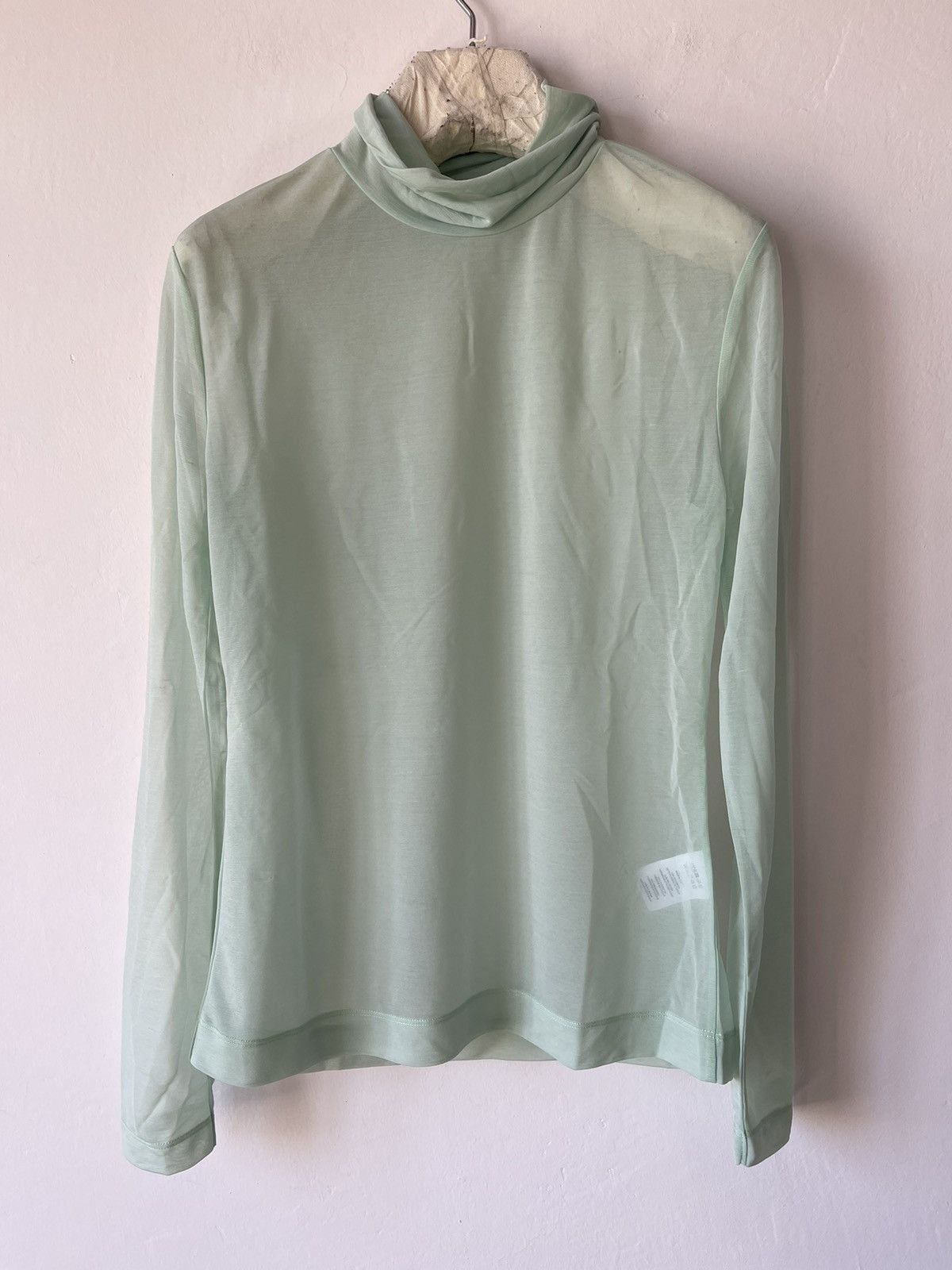 Semi-sheer Turtleneck Top Mint