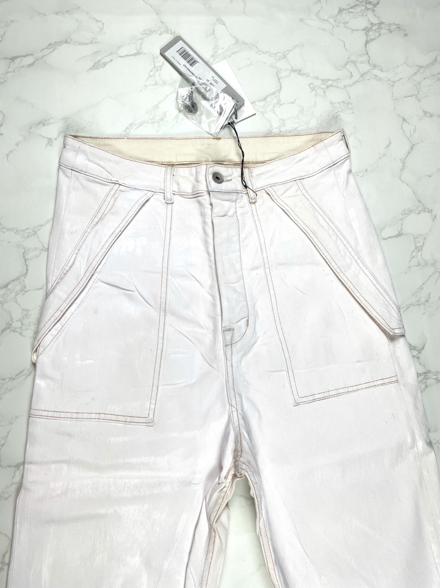 Rick Owens × Rick Owens Drkshdw 🔥65% OFF🔥 [SALE] Rick Owens Cargo Waxed Cropped Jeans Size US 31 - 10 Thumbnail