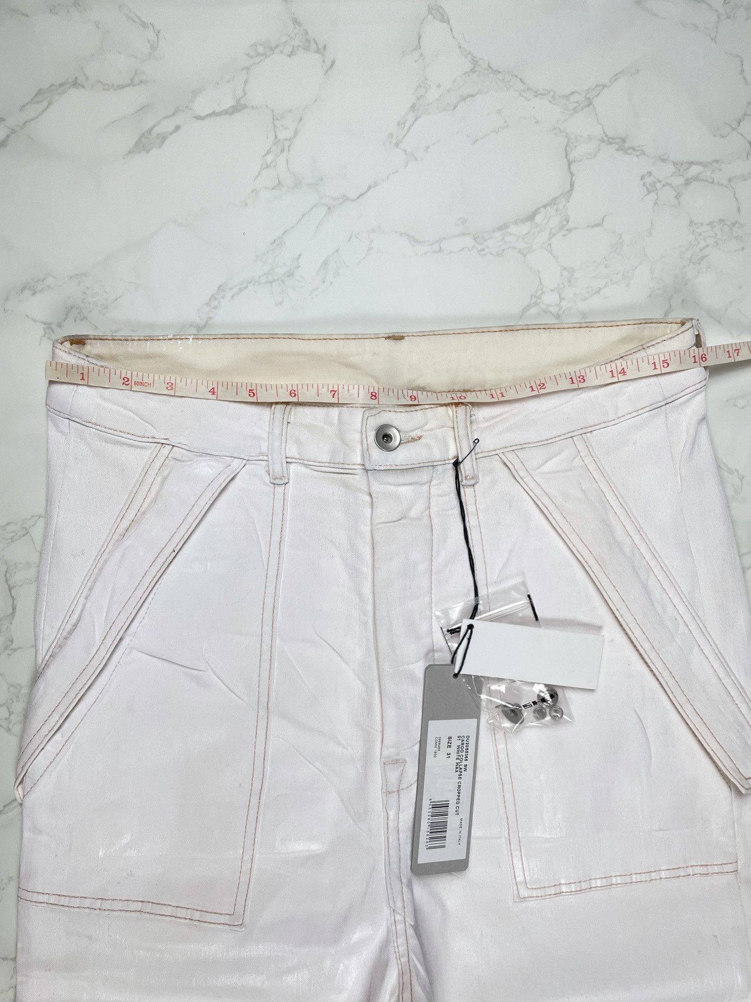 Rick Owens × Rick Owens Drkshdw 🔥65% OFF🔥 [SALE] Rick Owens Cargo Waxed Cropped Jeans Size US 31 - 6 Thumbnail