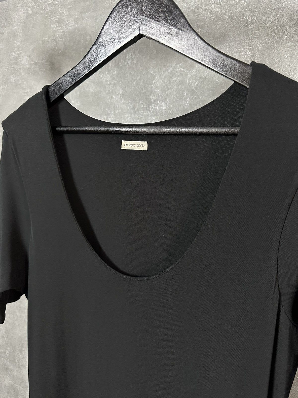 Annette Gortz Annette Gortz Black Viscose Short Sleeve Dress Size L / US 10 / IT 46 - 4 Thumbnail