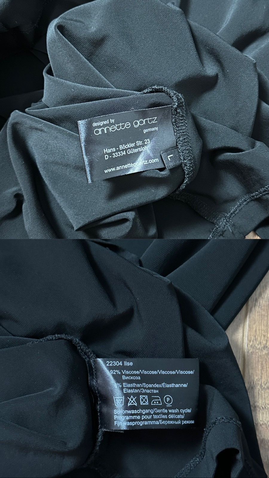 Annette Gortz Annette Gortz Black Viscose Short Sleeve Dress Size L / US 10 / IT 46 - 9 Thumbnail