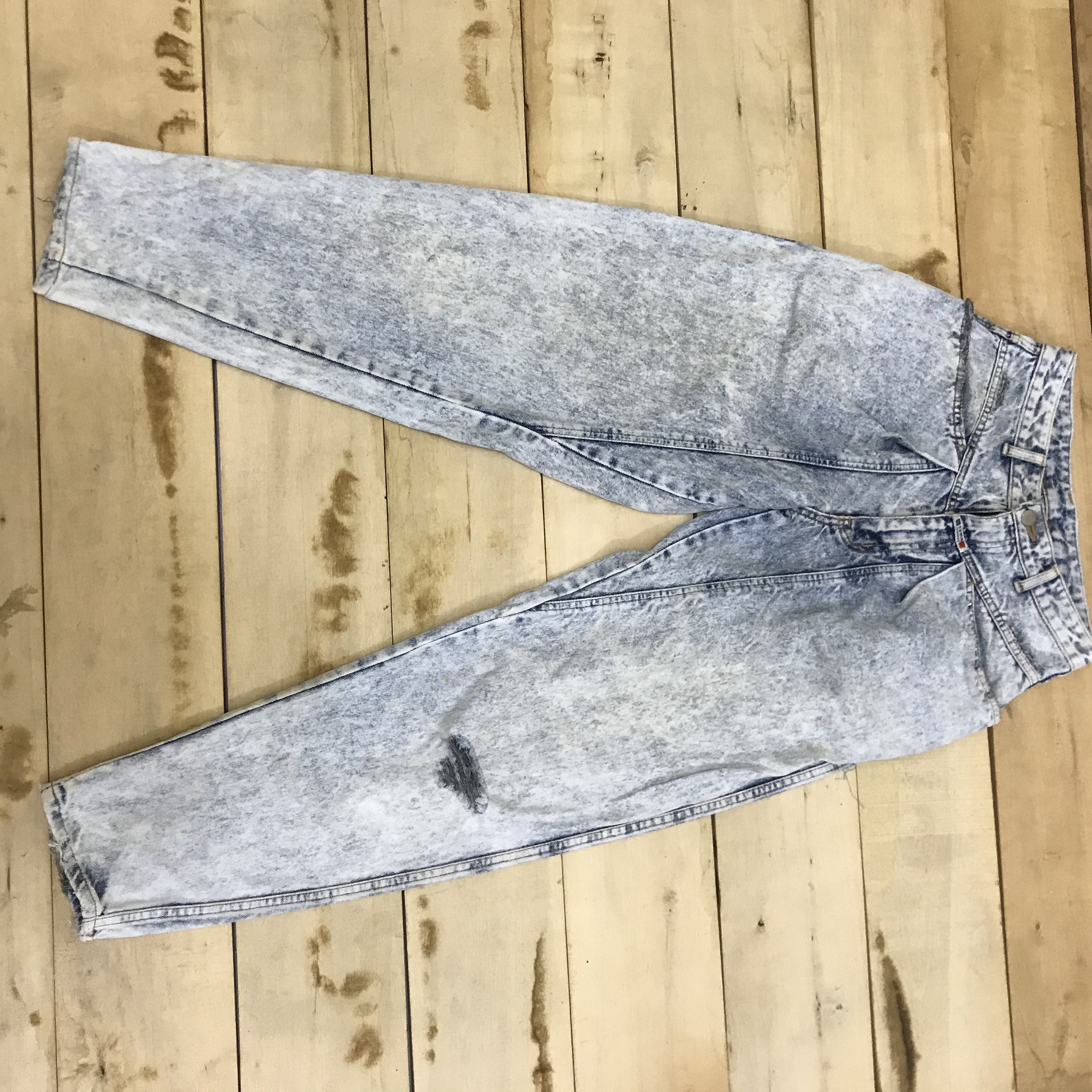 Edwin × Vintage X62 VTG EDWIN HIGHWAIST ACID WASH RIPPED JEANS Size 26" / US 2 / IT 38 - 1 Thumbnail