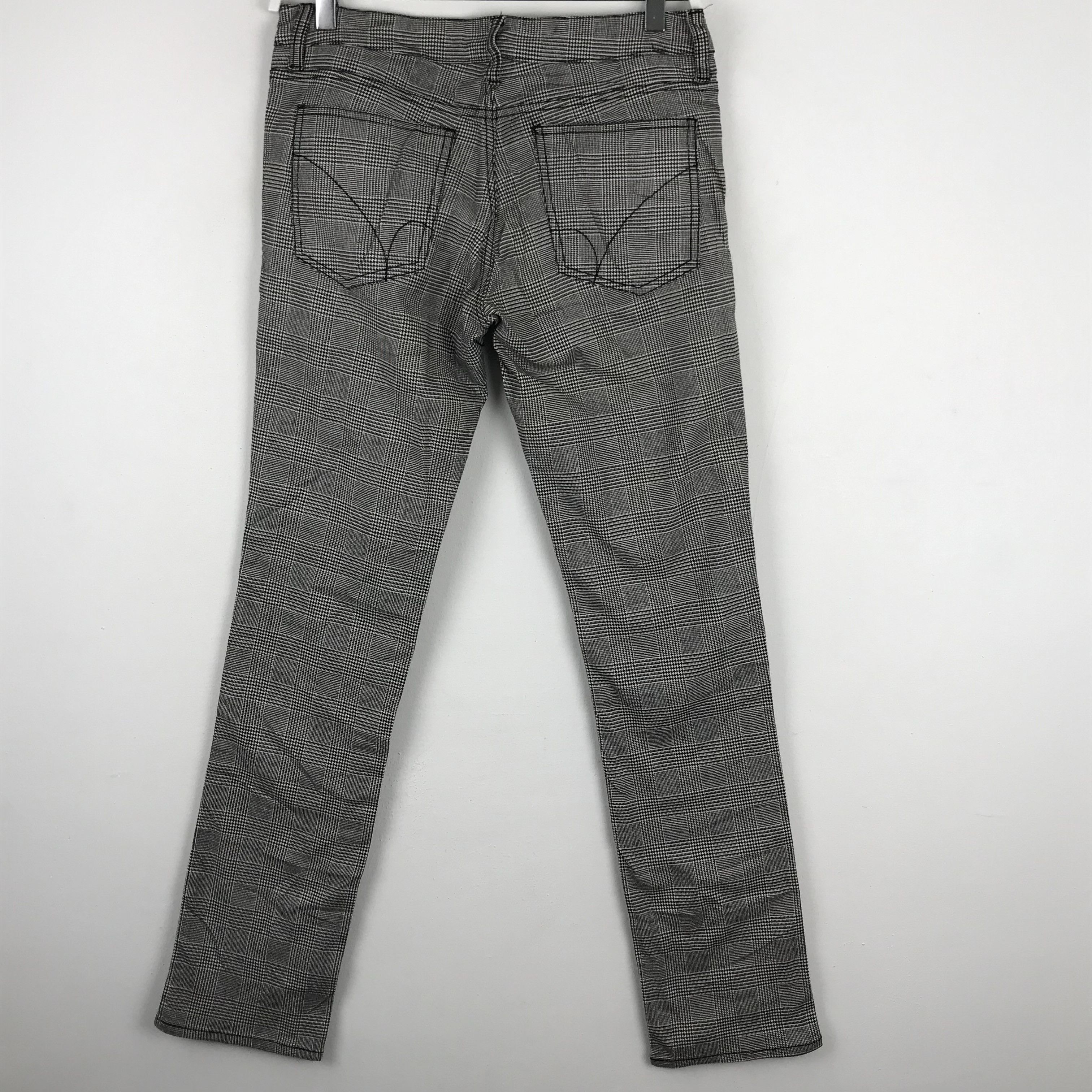 Japanese Brand X72 JAPAN BACK NUMBER SKINNY CHECKED HOUNDSTOOTH PUNK PANTS Size 32" / US 10 / IT 46 - 2 Thumbnail