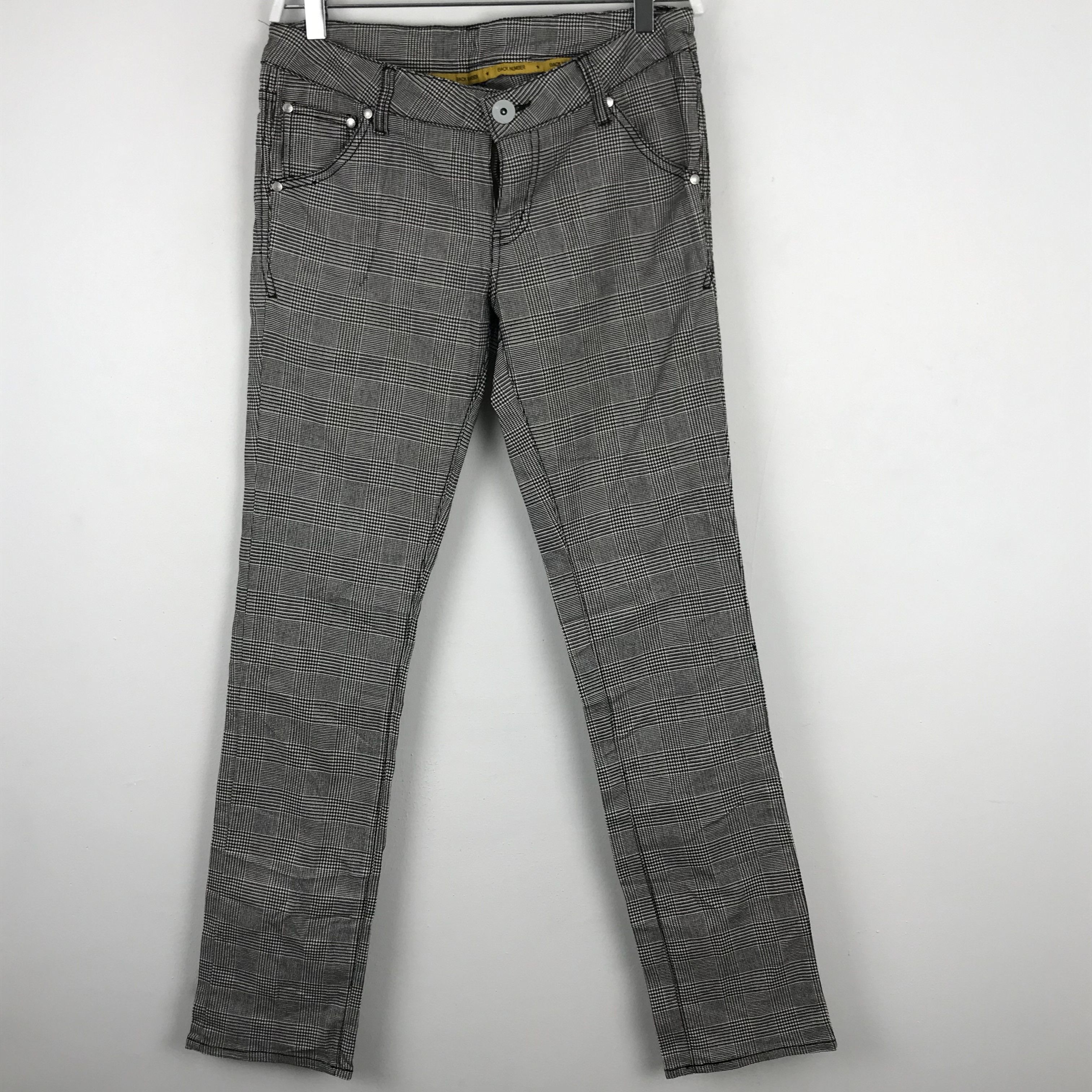Japanese Brand X72 JAPAN BACK NUMBER SKINNY CHECKED HOUNDSTOOTH PUNK PANTS Size 32" / US 10 / IT 46 - 1 Thumbnail