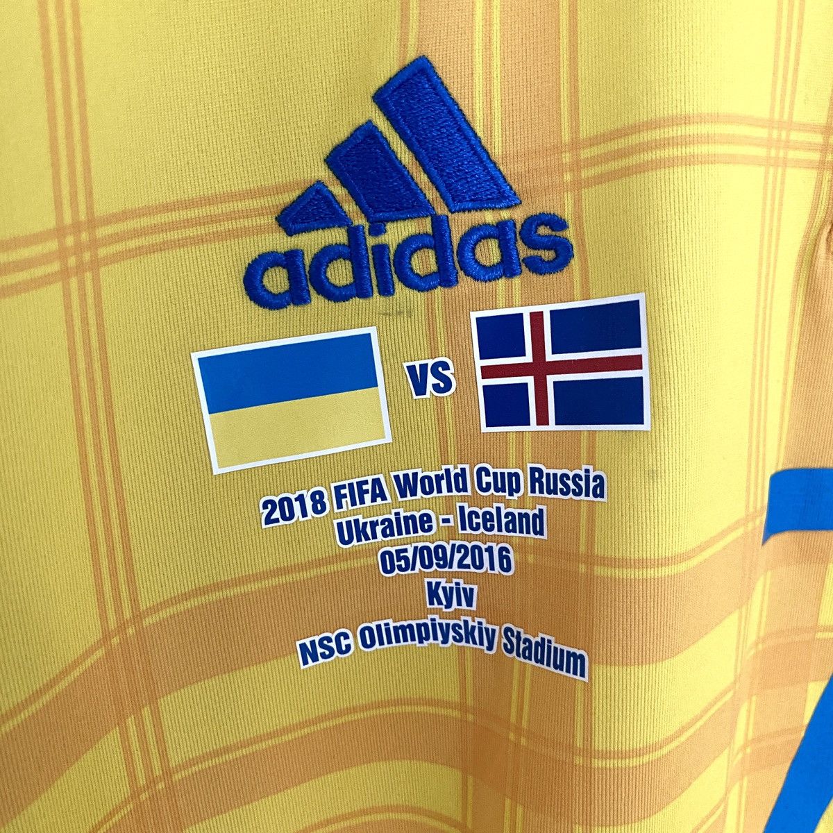 Adidas 2016 2018 GAME ISSUE Ukraine Iarmolenko Adidas Soccer Jersey Size US L / EU 52-54 / 3 - 7 Thumbnail
