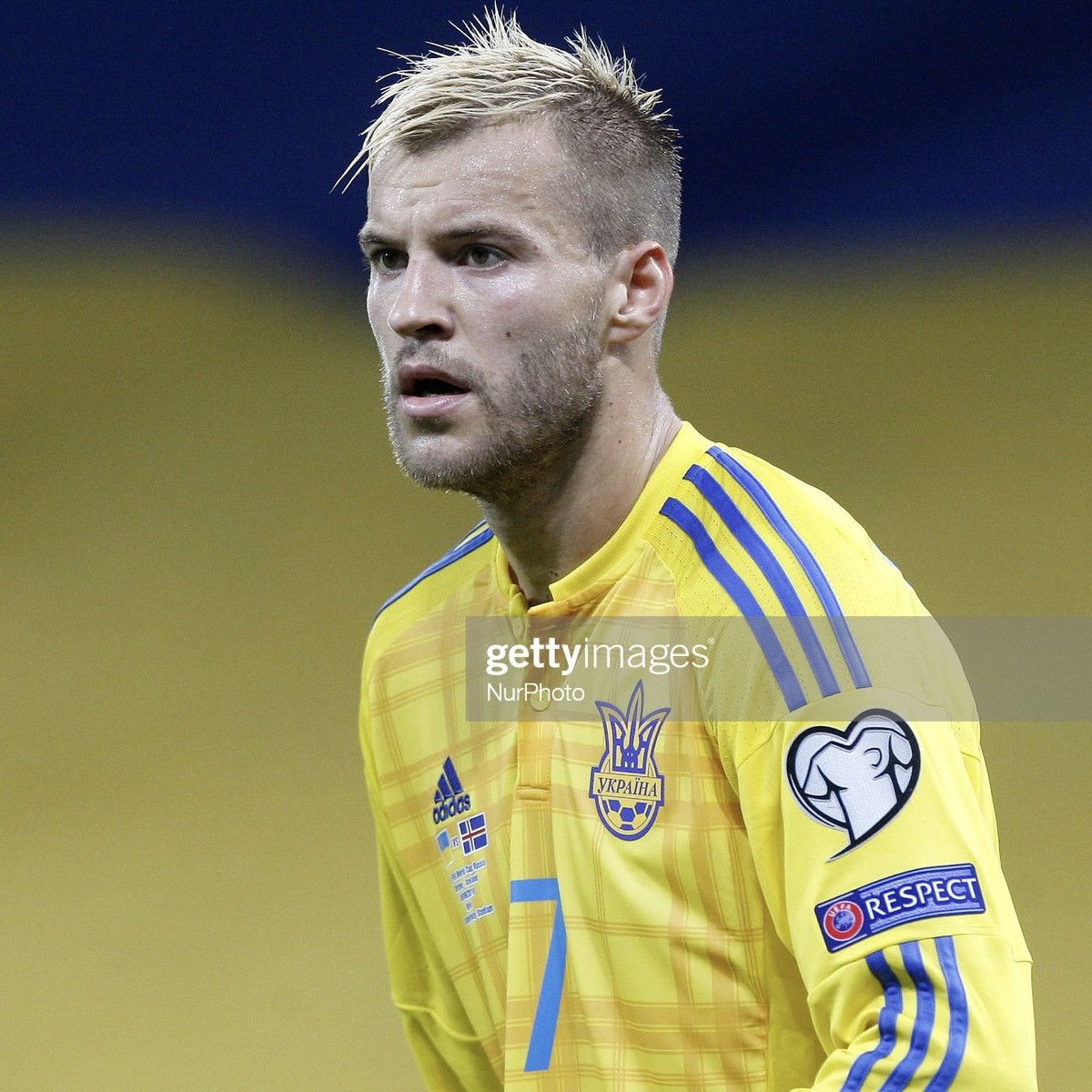Adidas 2016 2018 GAME ISSUE Ukraine Iarmolenko Adidas Soccer Jersey Size US L / EU 52-54 / 3 - 2 Thumbnail