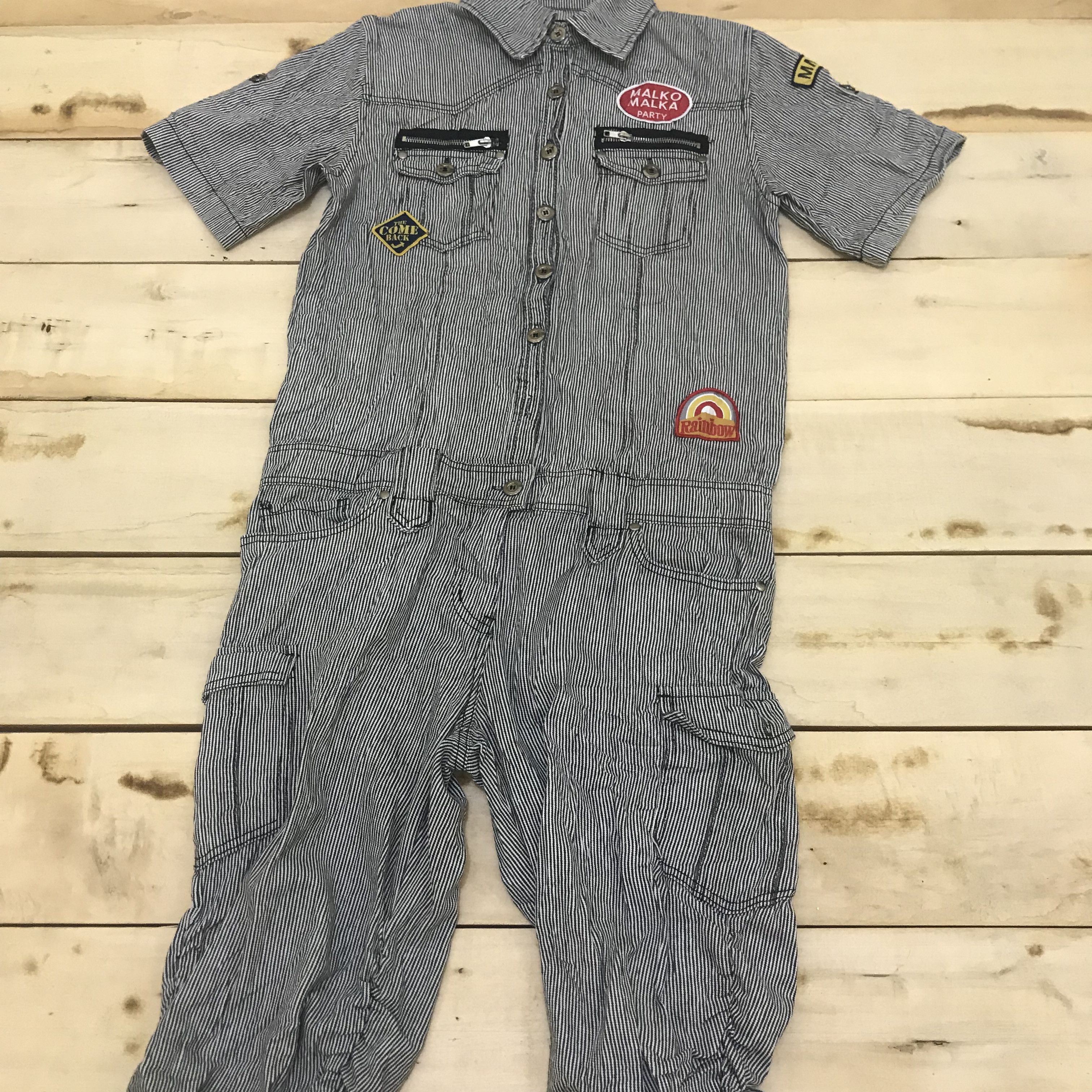Japanese Brand × Wacko Maria X77 CHIP CLIP X MALKOMALKA HICKORY STRIPE CROPED COVERALLS Size US 30 / EU 46 - 5 Thumbnail