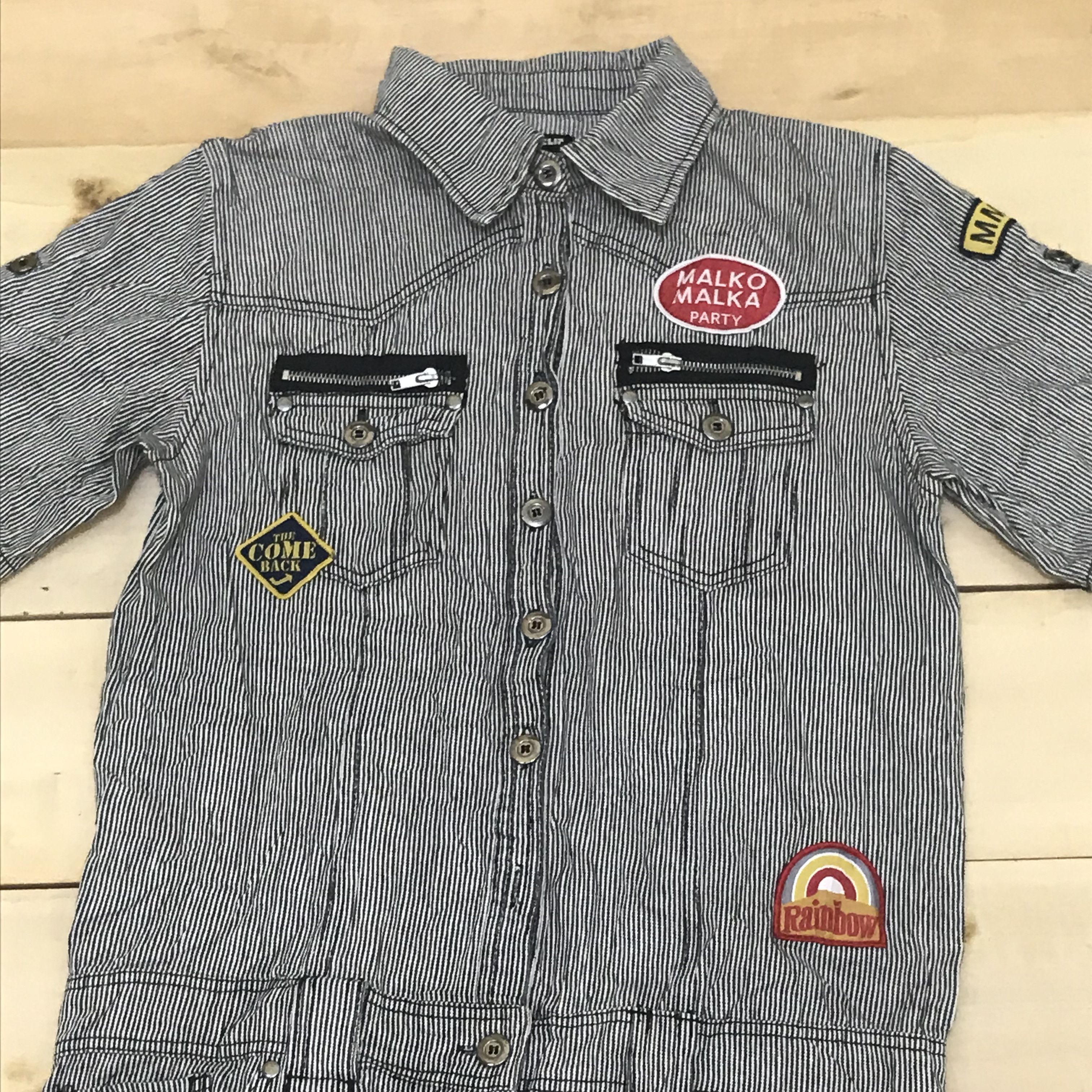 Japanese Brand × Wacko Maria X77 CHIP CLIP X MALKOMALKA HICKORY STRIPE CROPED COVERALLS Size US 30 / EU 46 - 3 Thumbnail