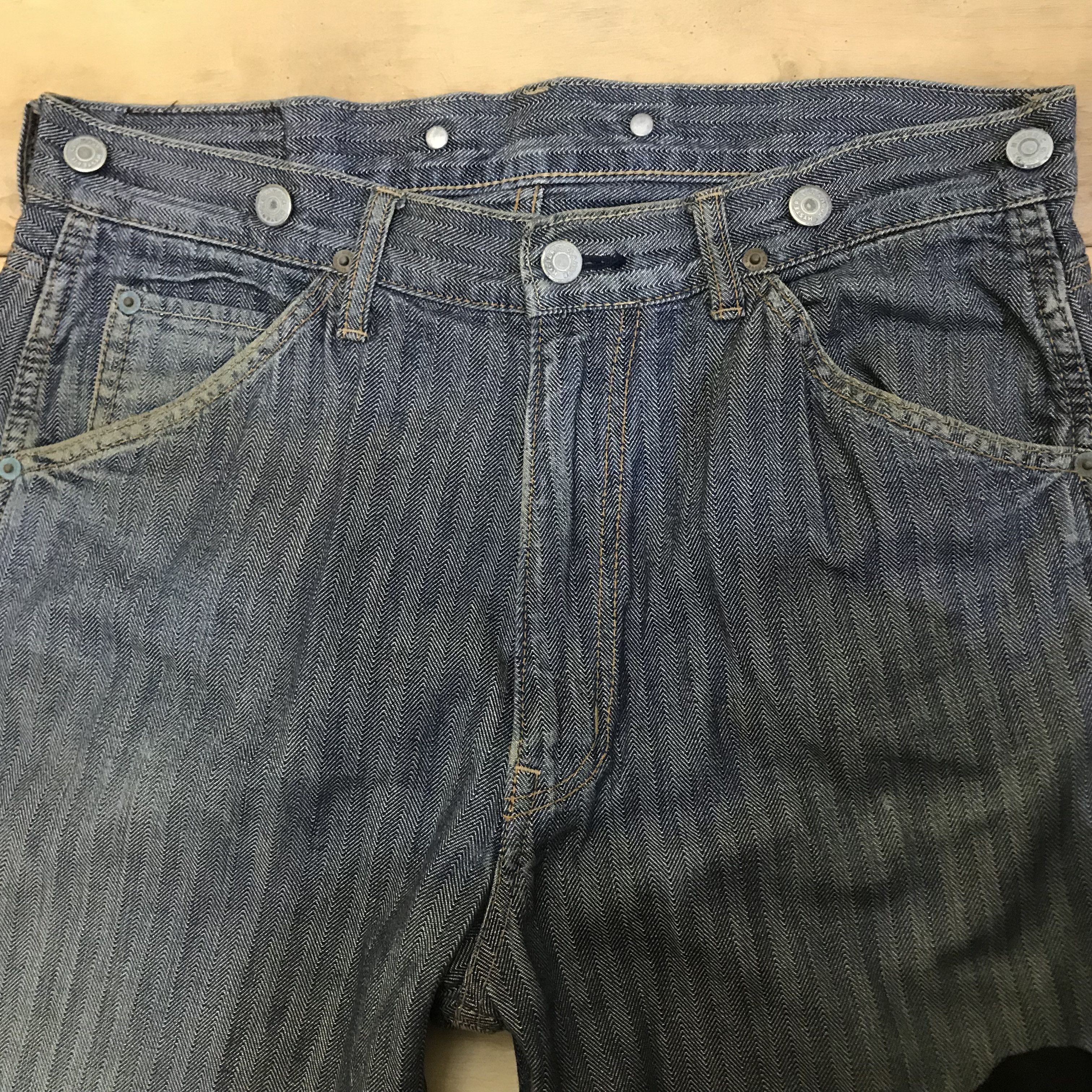 Hysteric Glamour X113 HYSTERIC GLAMOUR HERRINGBONE RIPPED WORKWEAR JEANS Size US 32 / EU 48 - 4 Thumbnail