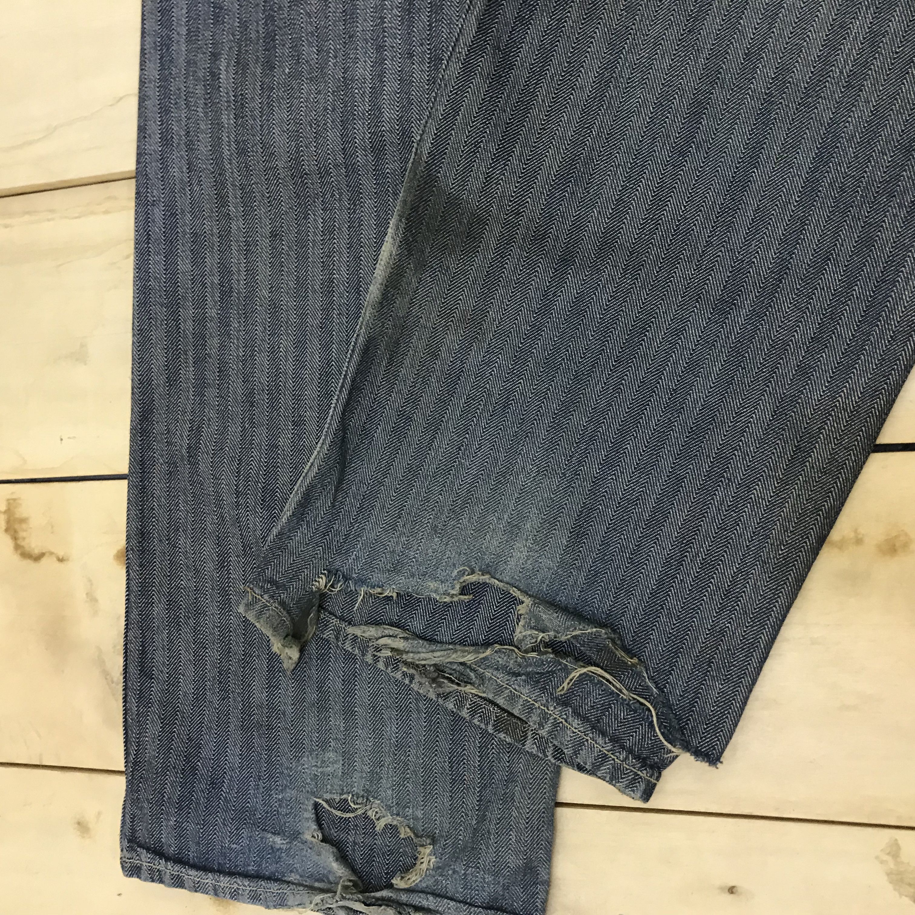 Hysteric Glamour X113 HYSTERIC GLAMOUR HERRINGBONE RIPPED WORKWEAR JEANS Size US 32 / EU 48 - 9 Thumbnail