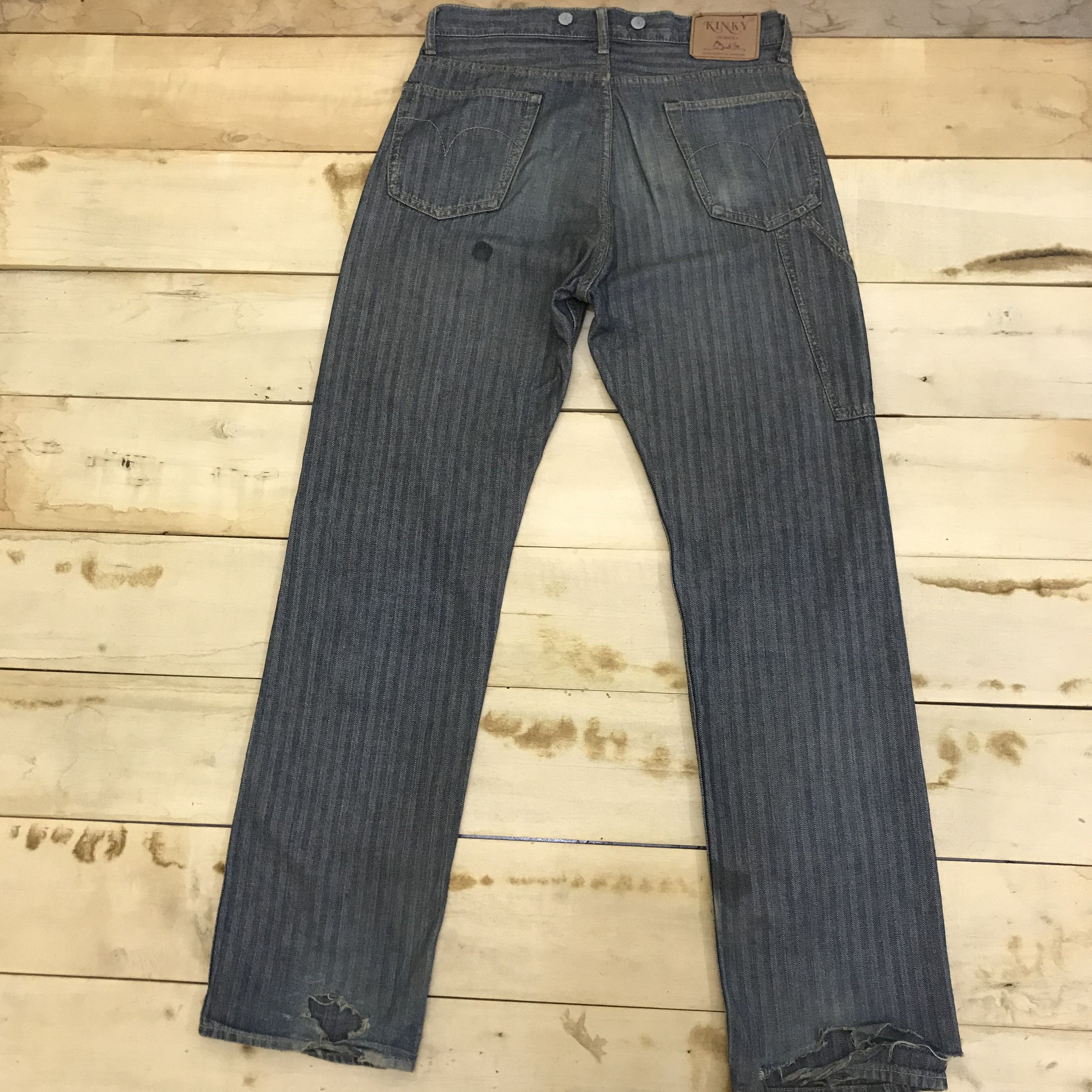 Hysteric Glamour X113 HYSTERIC GLAMOUR HERRINGBONE RIPPED WORKWEAR JEANS Size US 32 / EU 48 - 2 Thumbnail