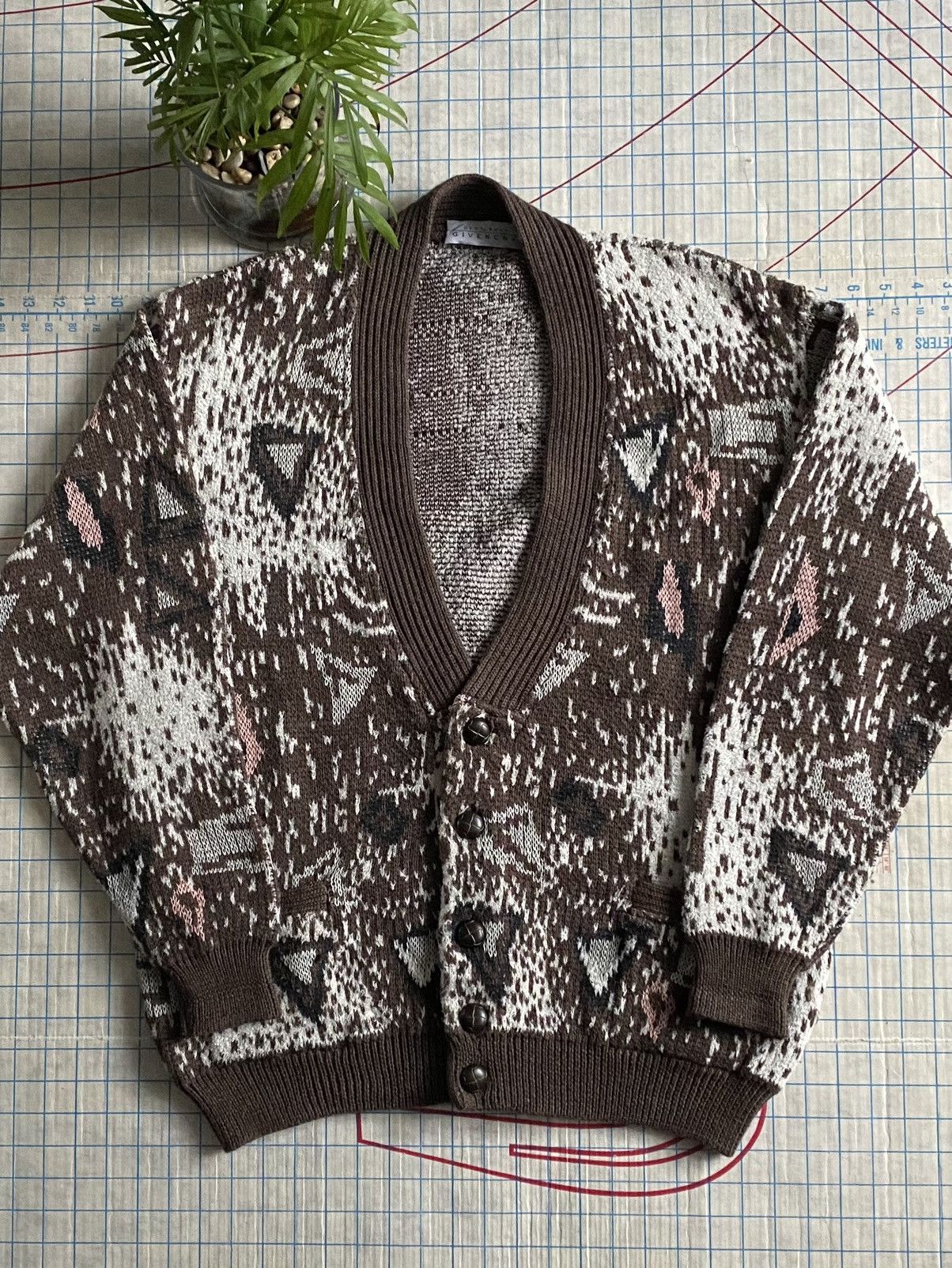 Givenchy × Vintage Vintage Givenchy Gentlemen Knit Cardigan Sweater Brown Size US L / EU 52-54 / 3 - 1 Thumbnail