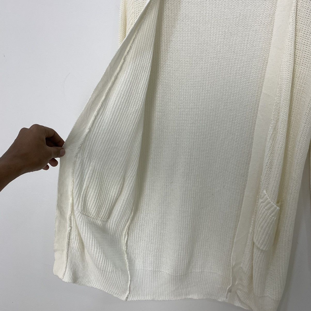Designer × Japanese Brand CECIL MCBEE White Plain Honeycomb Knitwear Cardigan Sweater Size M / US 6-8 / IT 42-44 - 6 Thumbnail
