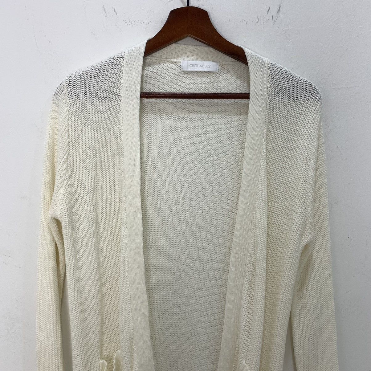 Designer × Japanese Brand CECIL MCBEE White Plain Honeycomb Knitwear Cardigan Sweater Size M / US 6-8 / IT 42-44 - 3 Thumbnail
