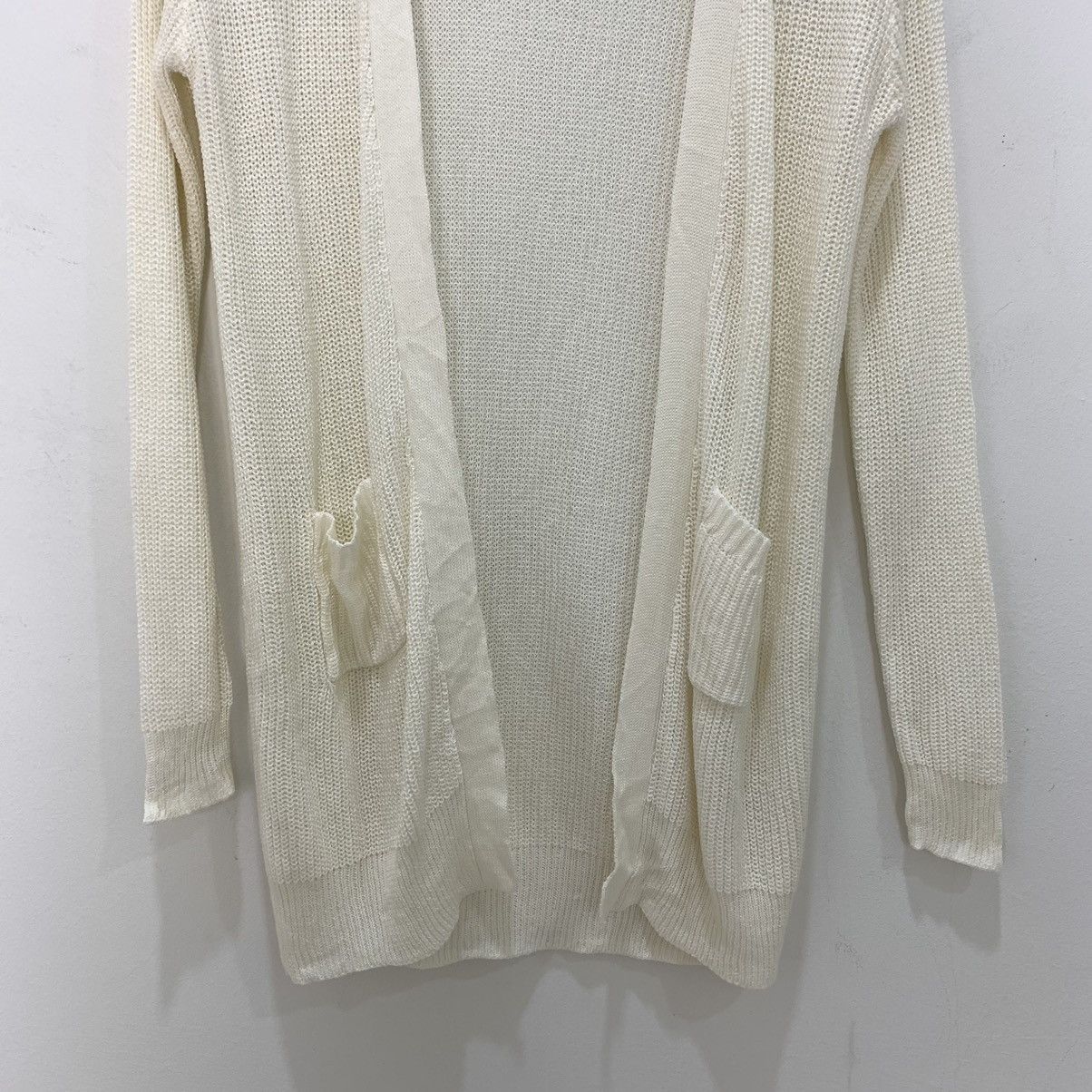 Designer × Japanese Brand CECIL MCBEE White Plain Honeycomb Knitwear Cardigan Sweater Size M / US 6-8 / IT 42-44 - 4 Thumbnail