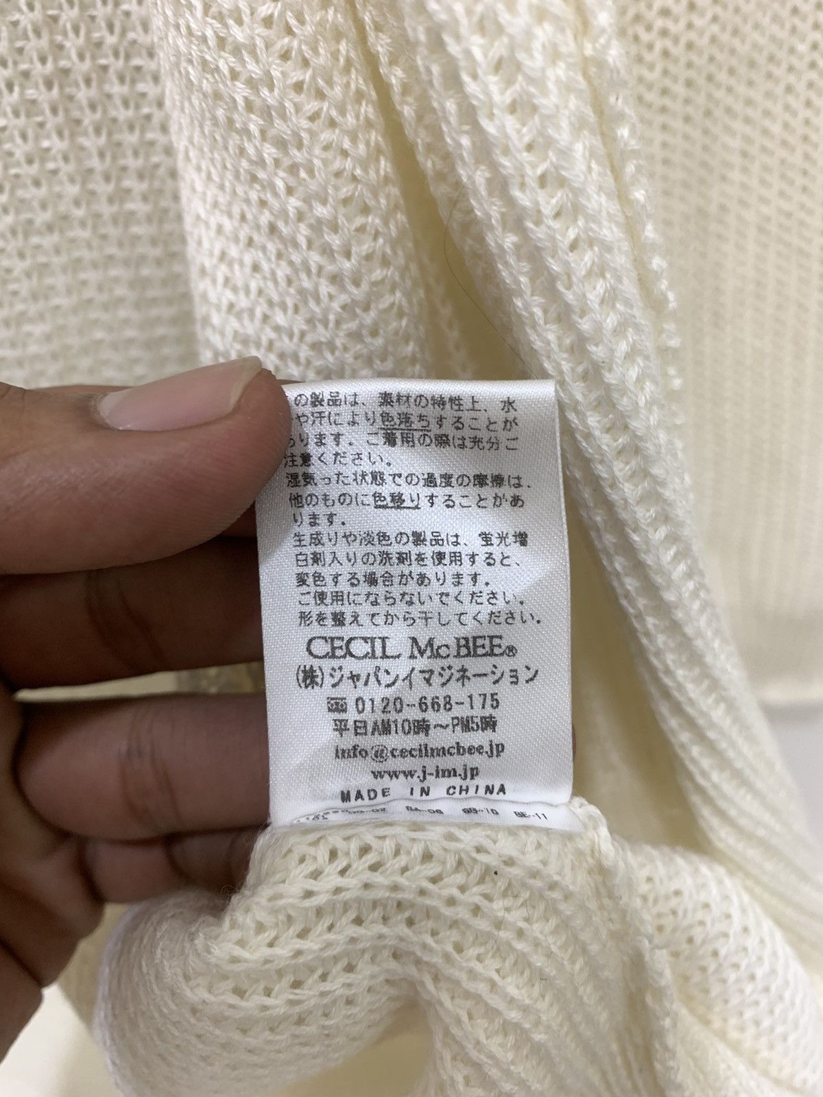 Designer × Japanese Brand CECIL MCBEE White Plain Honeycomb Knitwear Cardigan Sweater Size M / US 6-8 / IT 42-44 - 10 Thumbnail