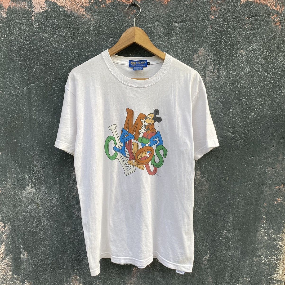 image of Beams Plus x Disney Beams X Walt Disney Mickey Mouse Tee in White, Men's (Size Large)