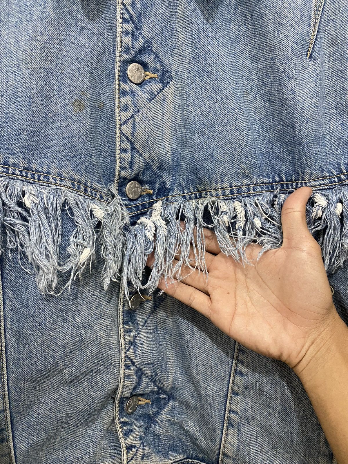 Japanese Brand Made In Japan Vintage Code Bleu Fringe Cowboy Denim Trucker Size US L / EU 52-54 / 3 - 7 Thumbnail