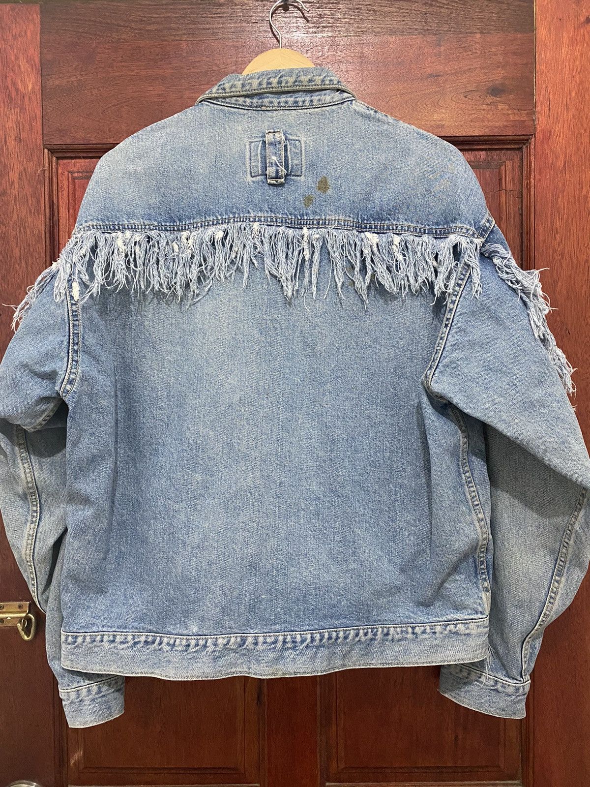 Japanese Brand Made In Japan Vintage Code Bleu Fringe Cowboy Denim Trucker Size US L / EU 52-54 / 3 - 4 Thumbnail