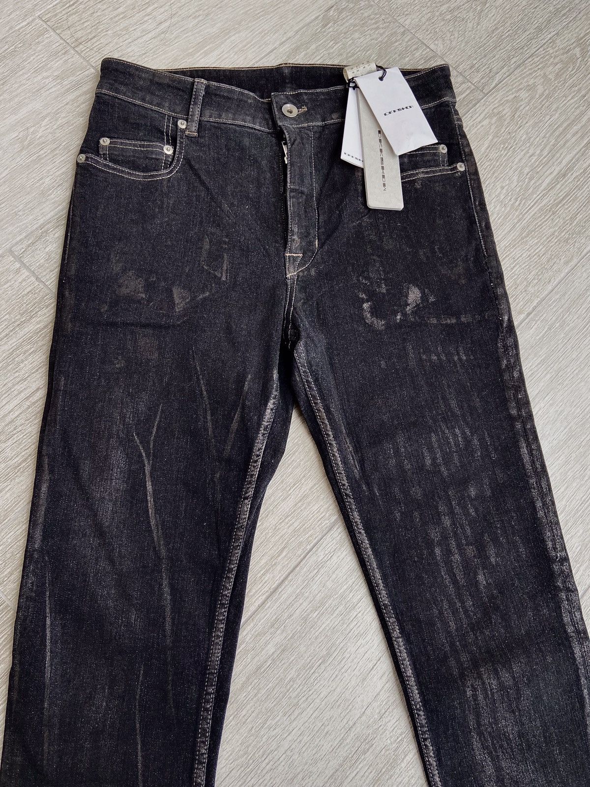Rick Owens × Rick Owens Drkshdw NEW 🔥 METAL WAXED TYRONE LACQUERED PERFORMA CARTI TRAVIS 30 Size 29" - 7 Thumbnail