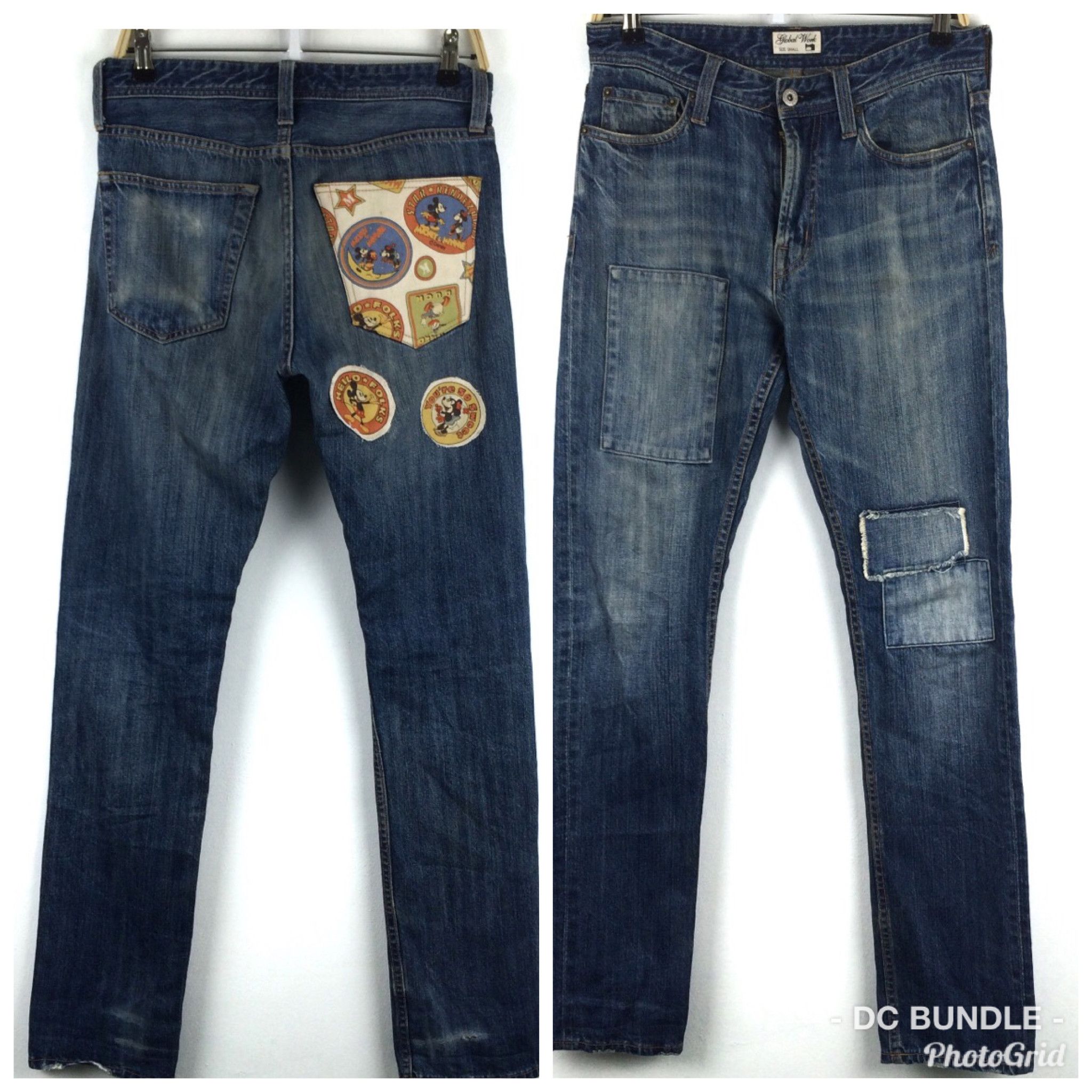 Global Work × Mickey Mouse x128 JAPAN RECONSTRUCTED GLOBALWORK X MICKEY JEANS Size US 32 / EU 48 - 1 Thumbnail