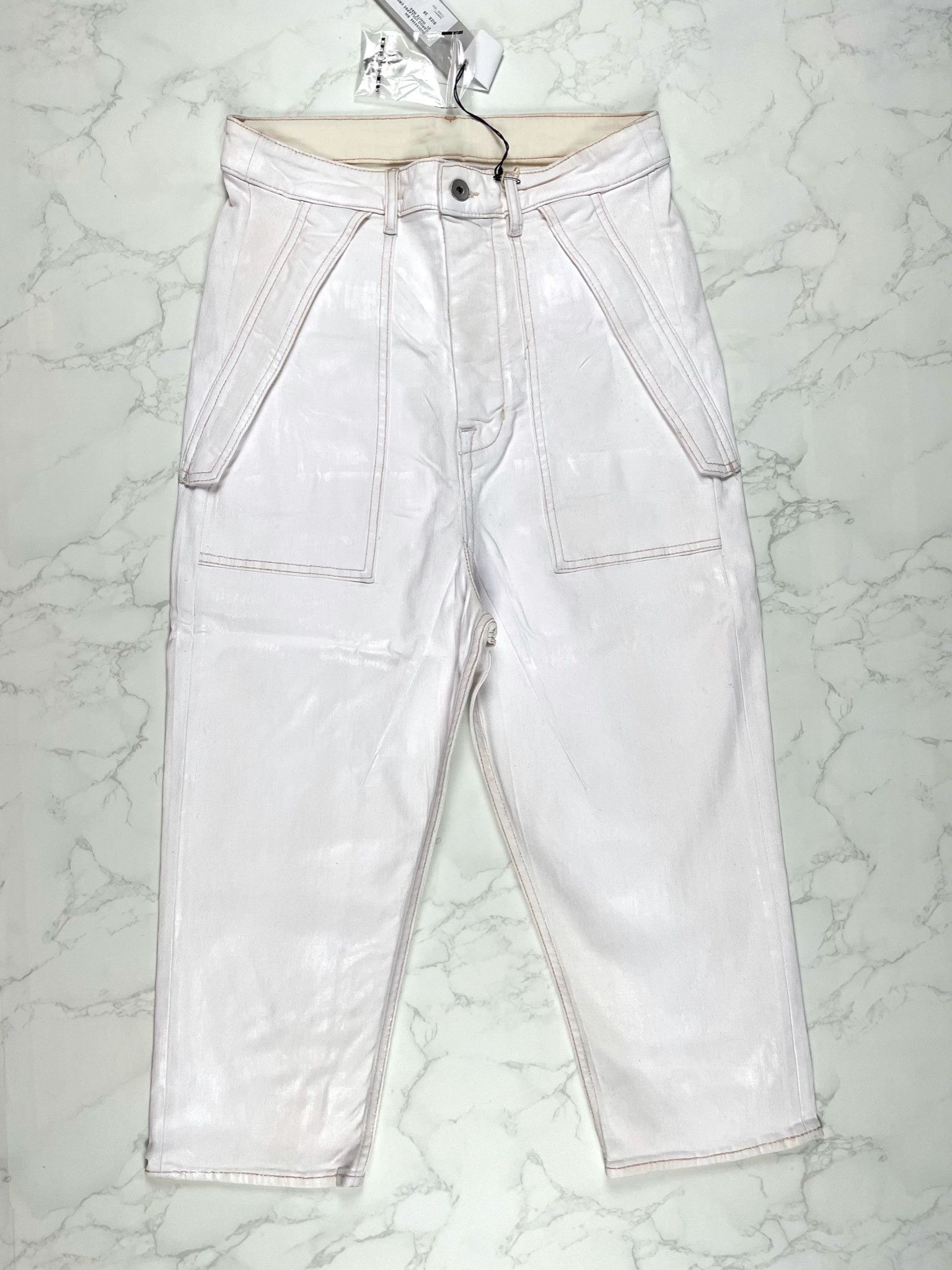 Rick Owens × Rick Owens Drkshdw 🔥65% OFF🔥 [SALE] Rick Owens Cargo Waxed Cropped Jeans Size US 28 / EU 44 - 10 Thumbnail
