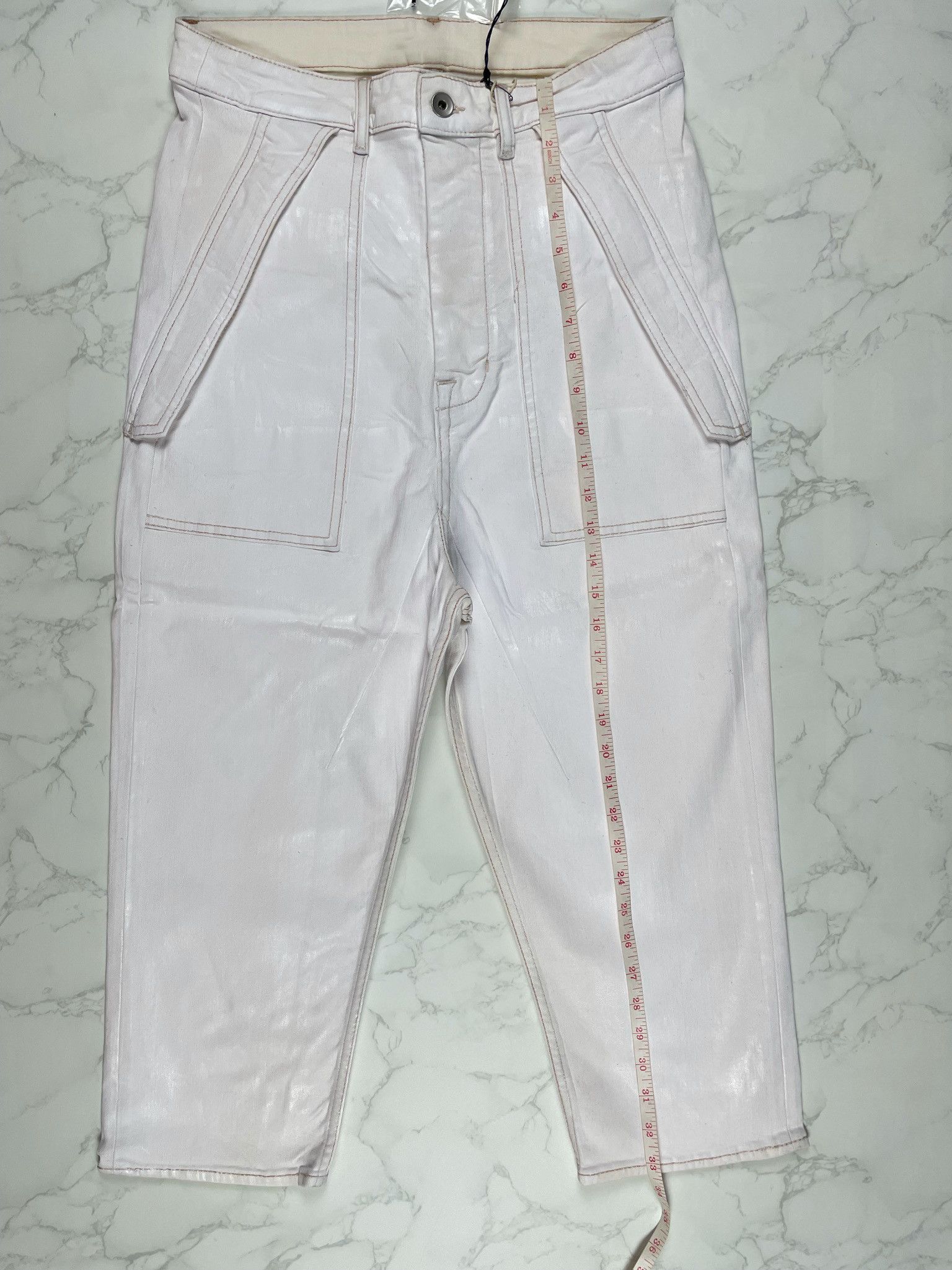 Rick Owens × Rick Owens Drkshdw 🔥65% OFF🔥 [SALE] Rick Owens Cargo Waxed Cropped Jeans Size US 28 / EU 44 - 8 Thumbnail