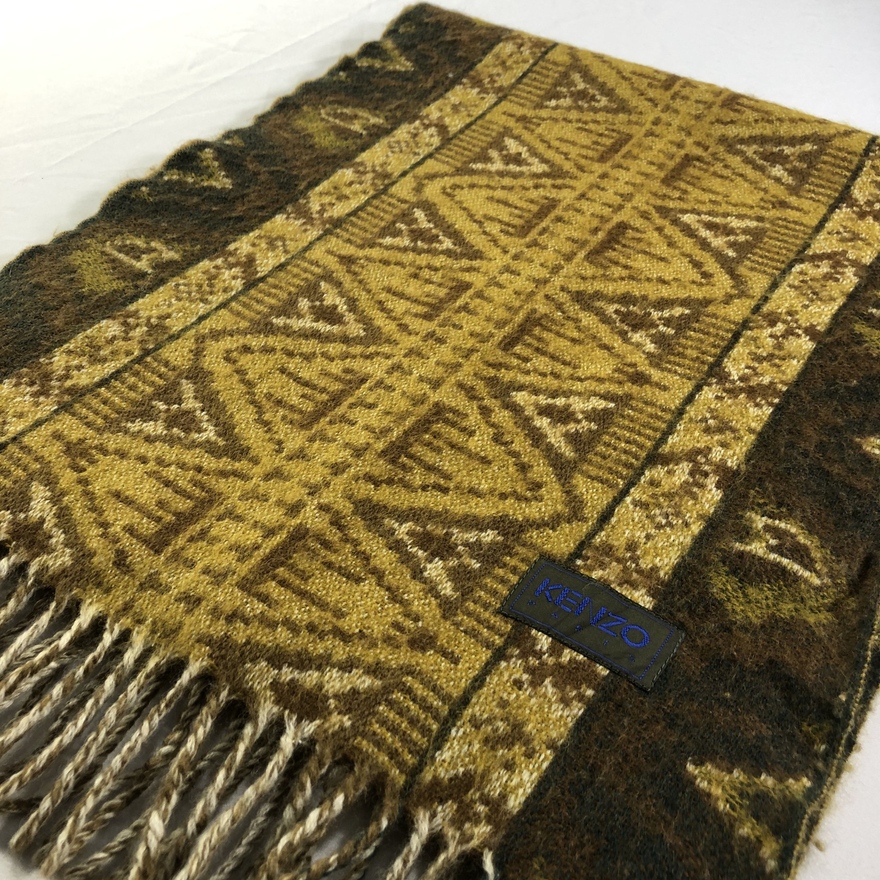 Kenzo Kenzo Native Design Wool Scarf Muffler V1566 Size ONE SIZE - 3 Thumbnail