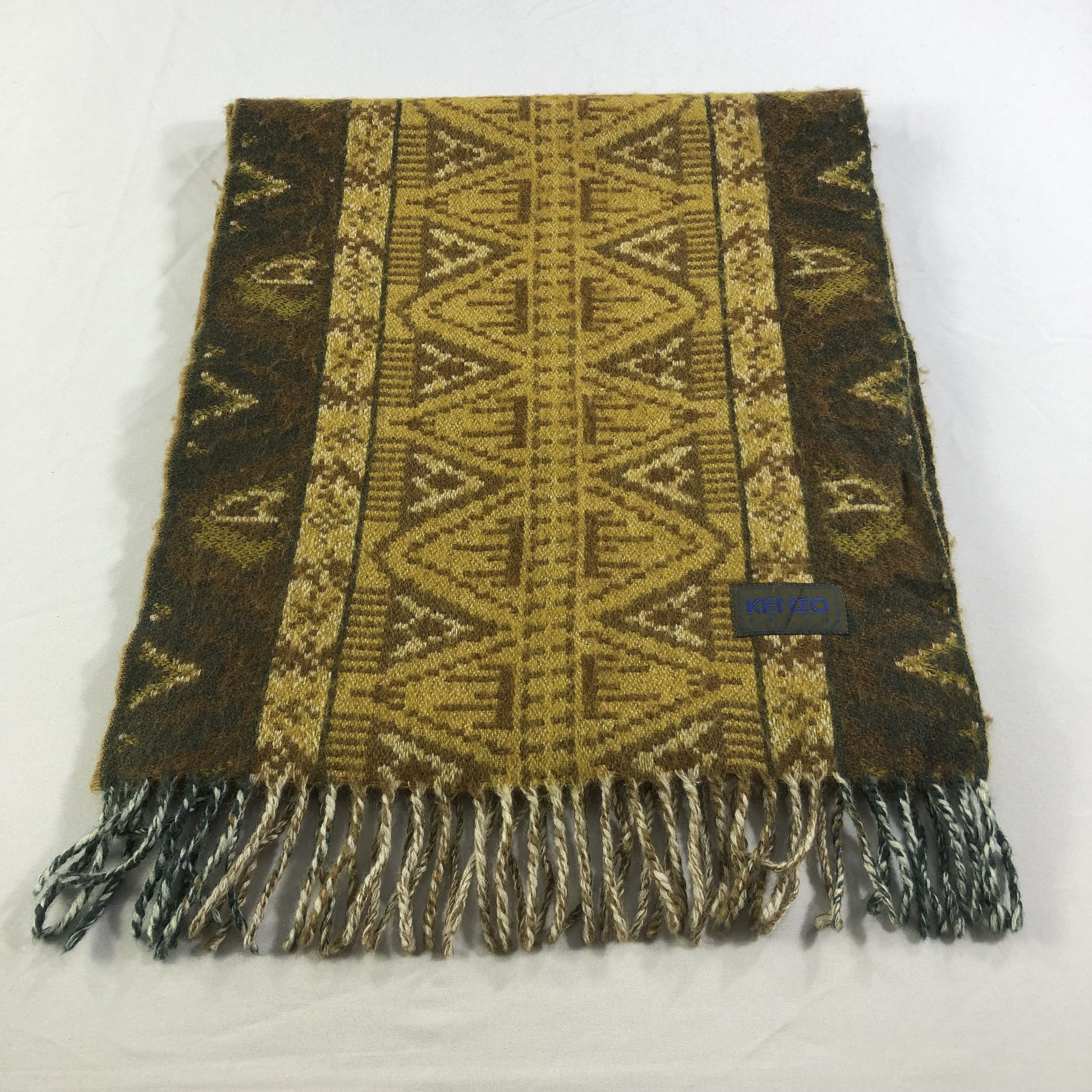 Kenzo Kenzo Native Design Wool Scarf Muffler V1566 Size ONE SIZE - 2 Thumbnail