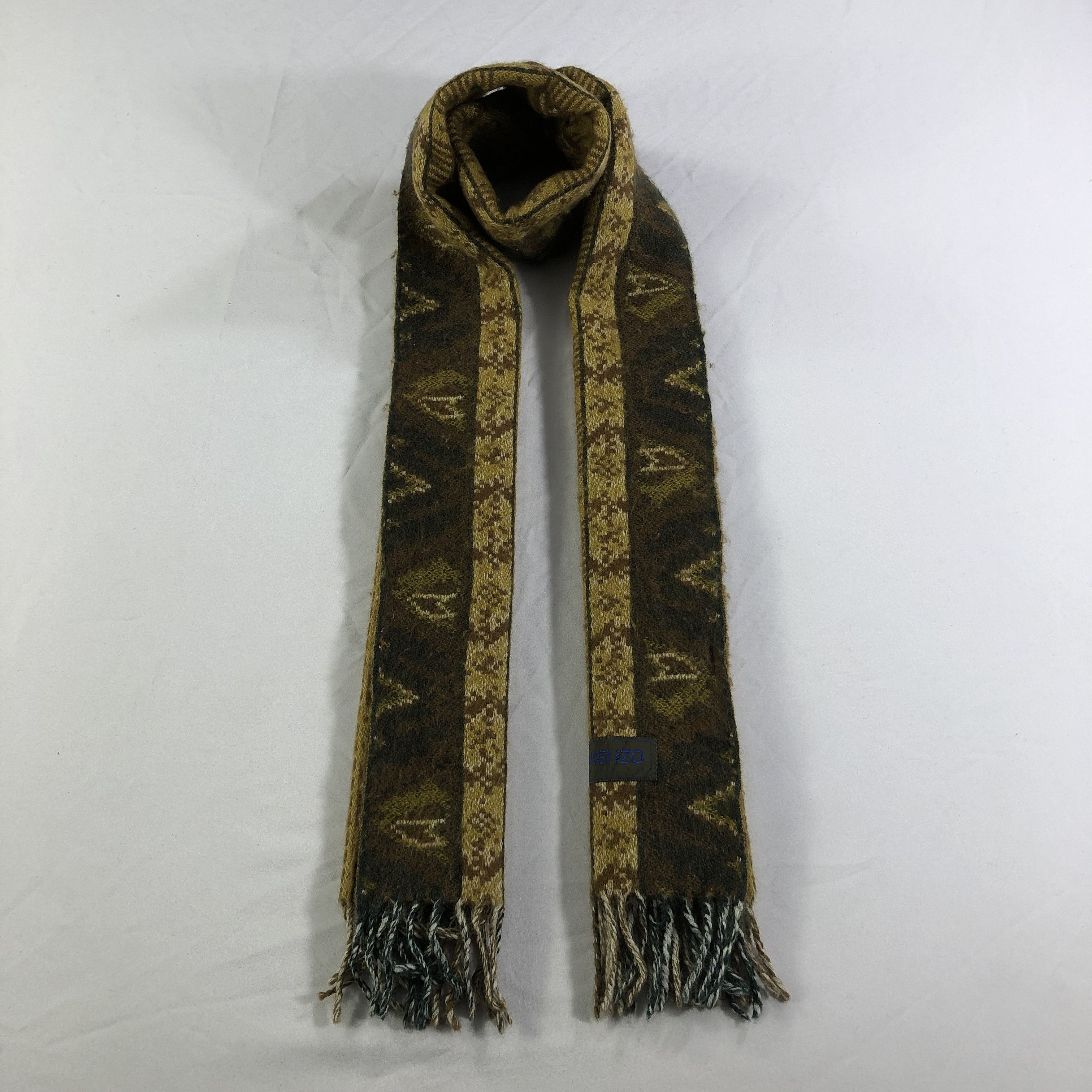 Kenzo Kenzo Native Design Wool Scarf Muffler V1566 Size ONE SIZE - 1 Thumbnail