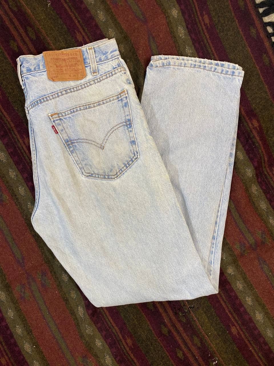 Levi's vintage levis 505 acid wash distressed denim Size US 33 - 2 Thumbnail