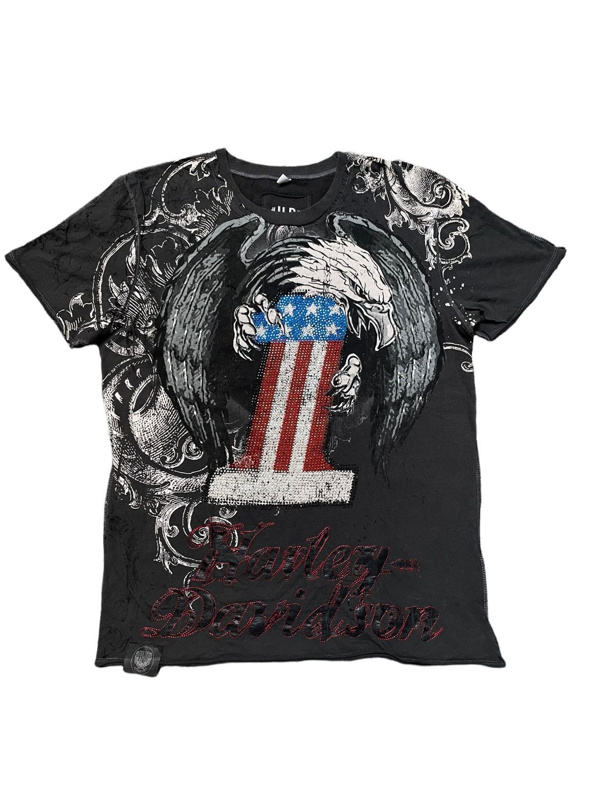 Vintage Harley Davidson Tee with Crystals Diamonds