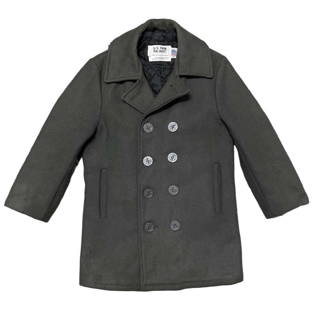 image of Made In USA x Schott Vintage Schott Nyc U.s. 740N Pea Jacket Wool Coat in Grey, Men's (Size Small)