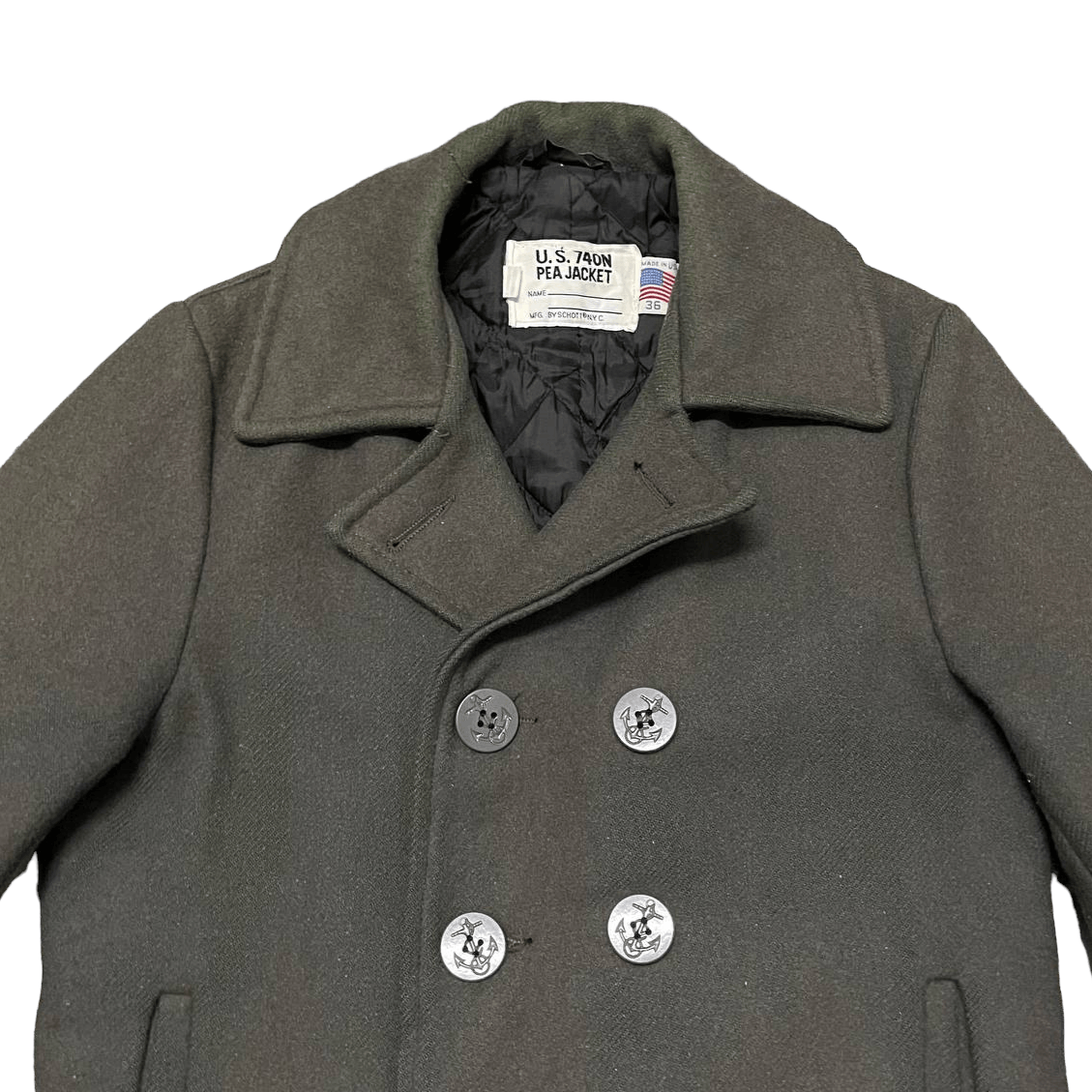 Schott Vintage Schott Nyc U.S. 740N Pea Jacket Wool Coat Size US S / EU 44-46 / 1 - 2 Thumbnail