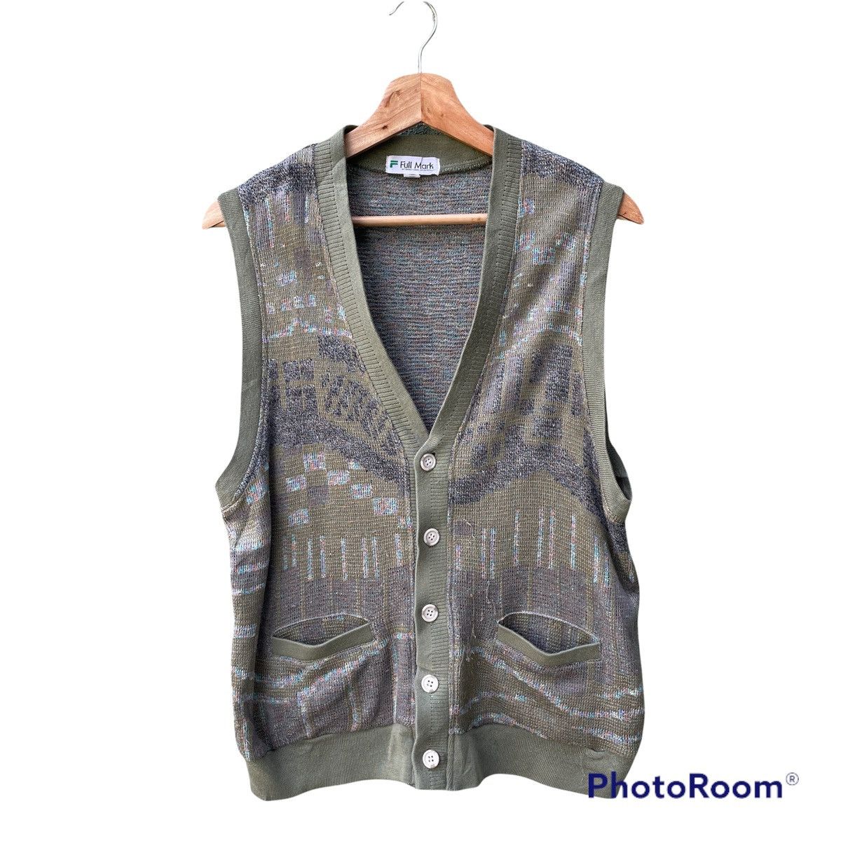 Japanese Brand Vintage FULL MARK Sleeveless Cardigan Knitwear Size US M / EU 48-50 / 2 - 1 Thumbnail