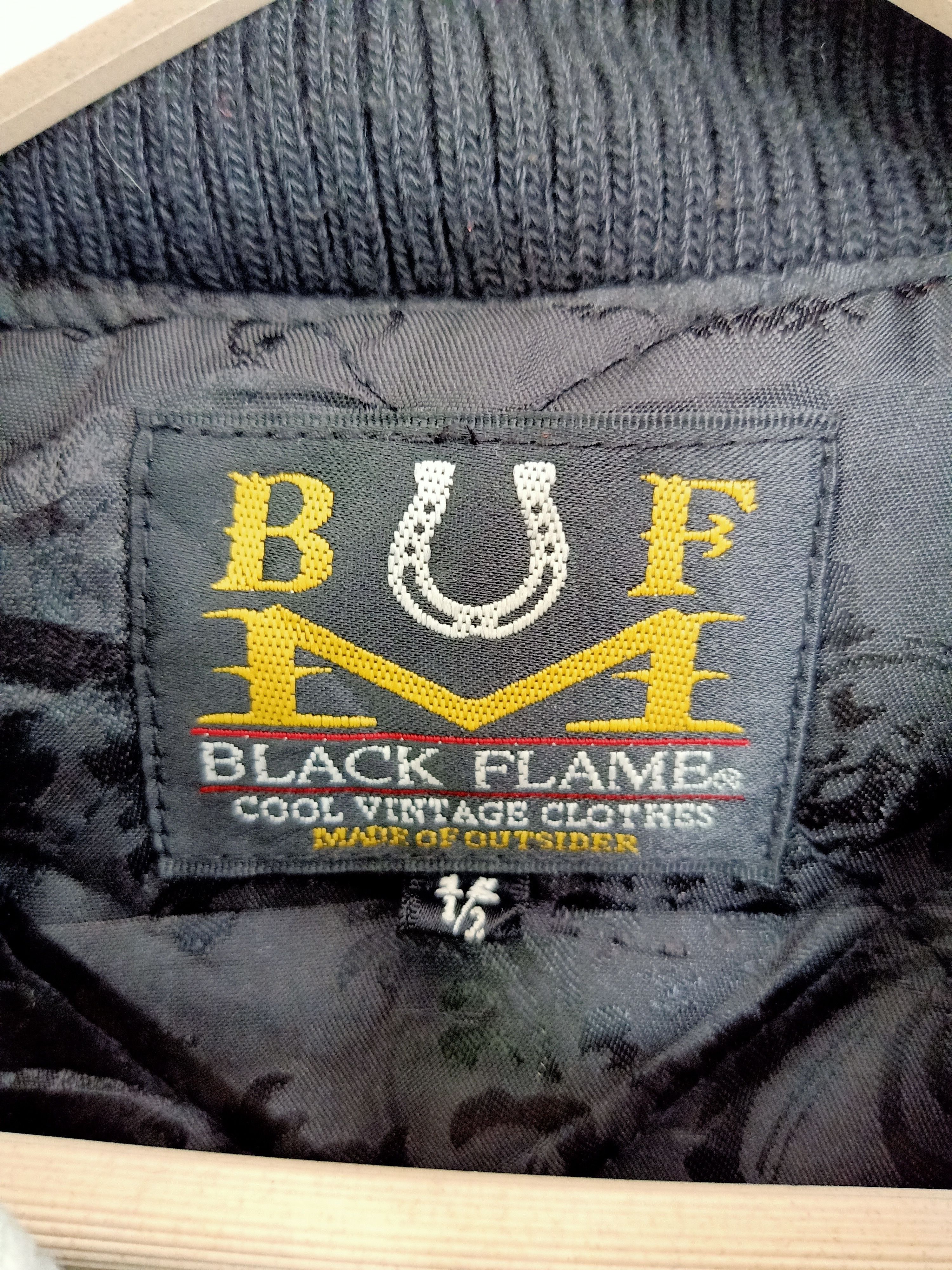 Roots × Vintage Black Flame Embroidery Varsity Jacket Size US S / EU 44-46 / 1 - 11 Thumbnail