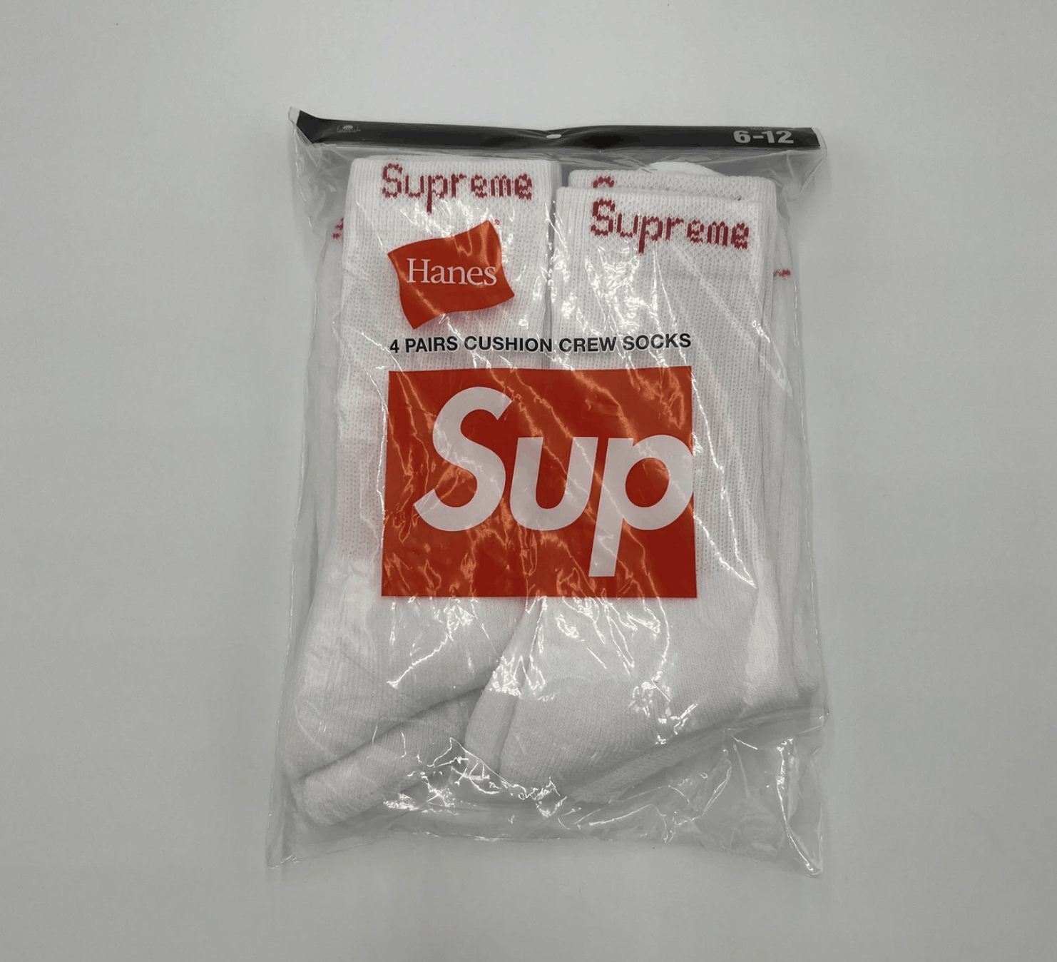 Supreme x Hanes Crew Socks White 4 Pack
