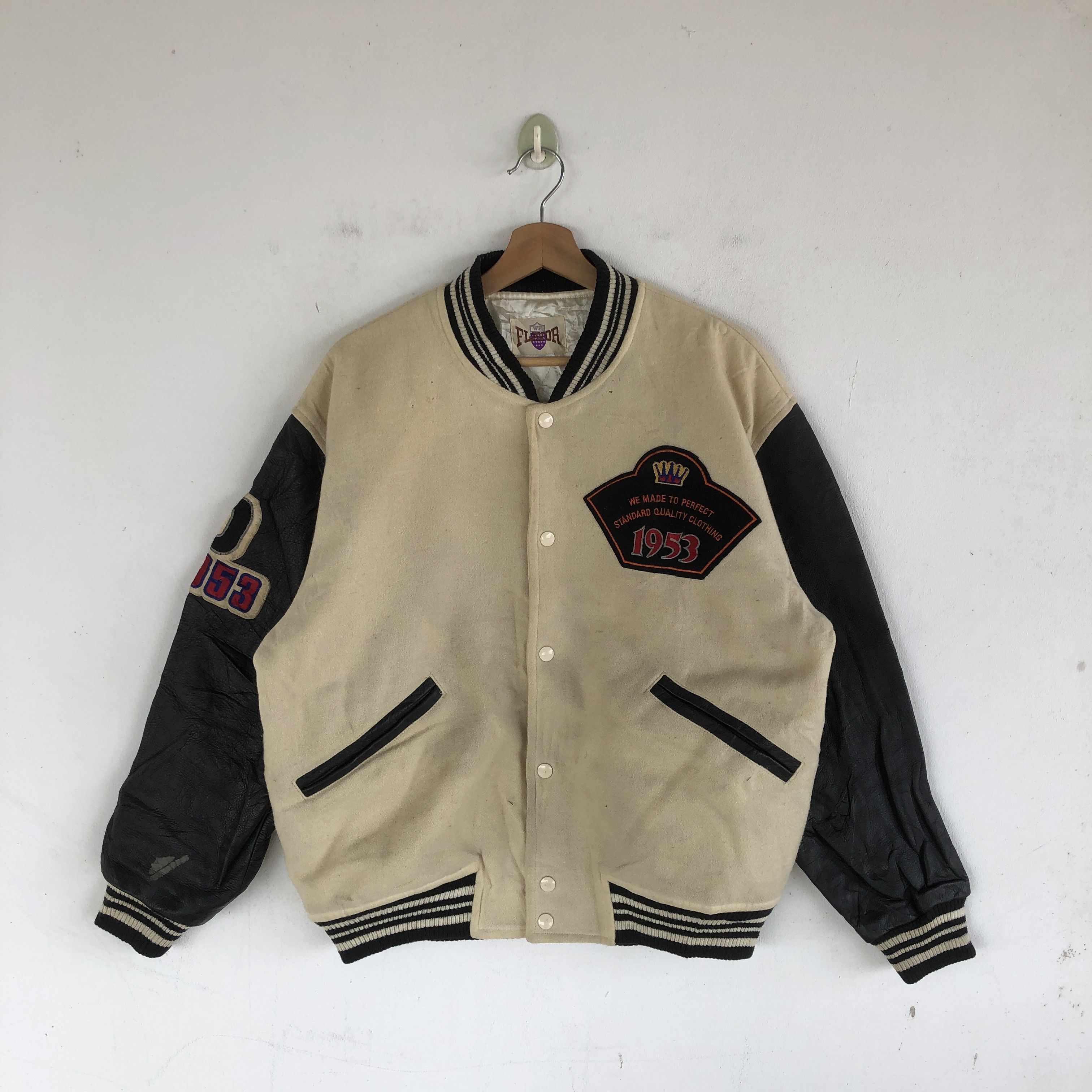 Japanese Brand Flavor Varsity Jackets Letterman Leather Wool Jacket Size US L / EU 52-54 / 3 - 1 Thumbnail